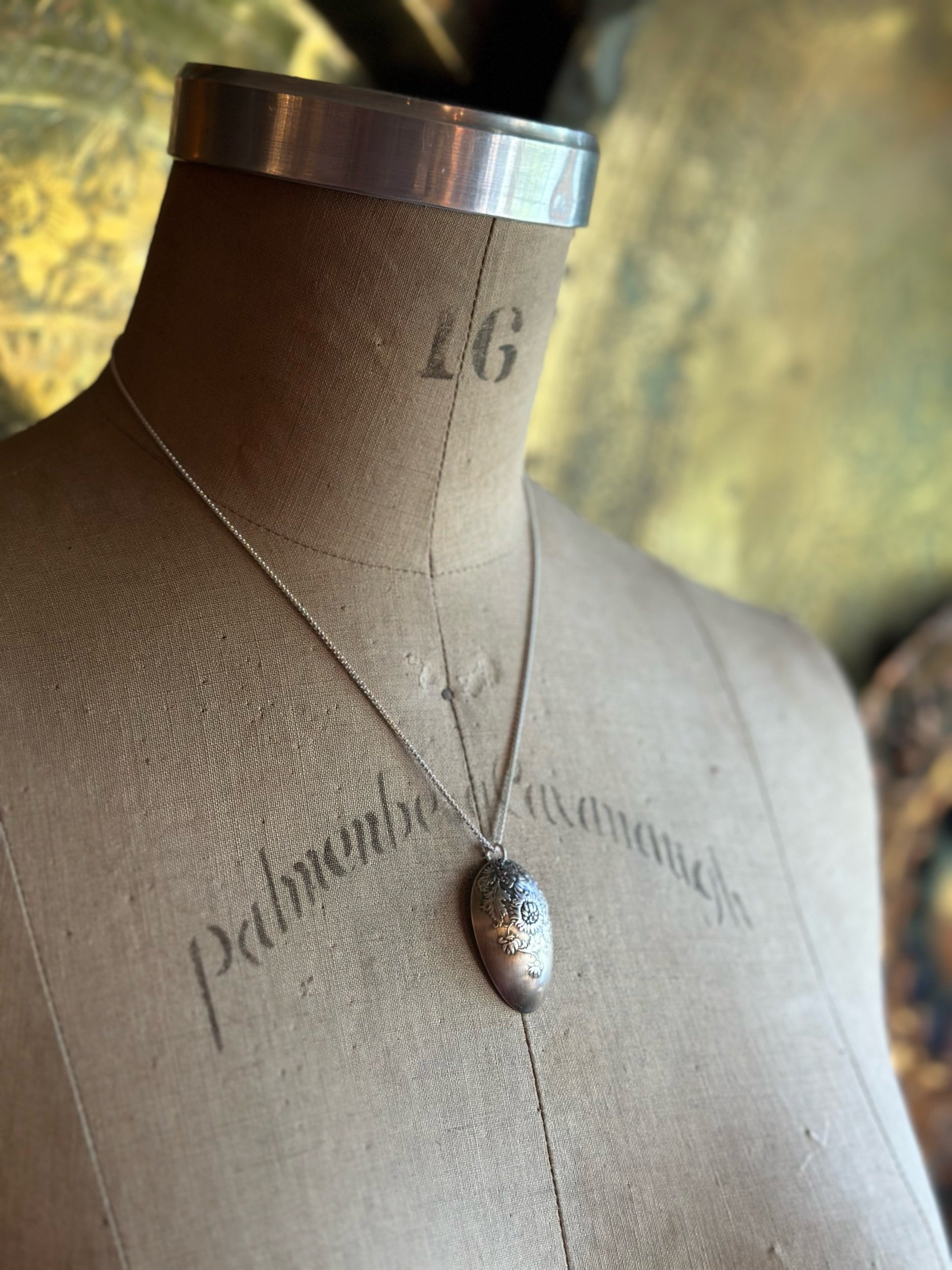 1893 Chrysanthemum Sterling Spoon Necklace - LadyForge Jewelry