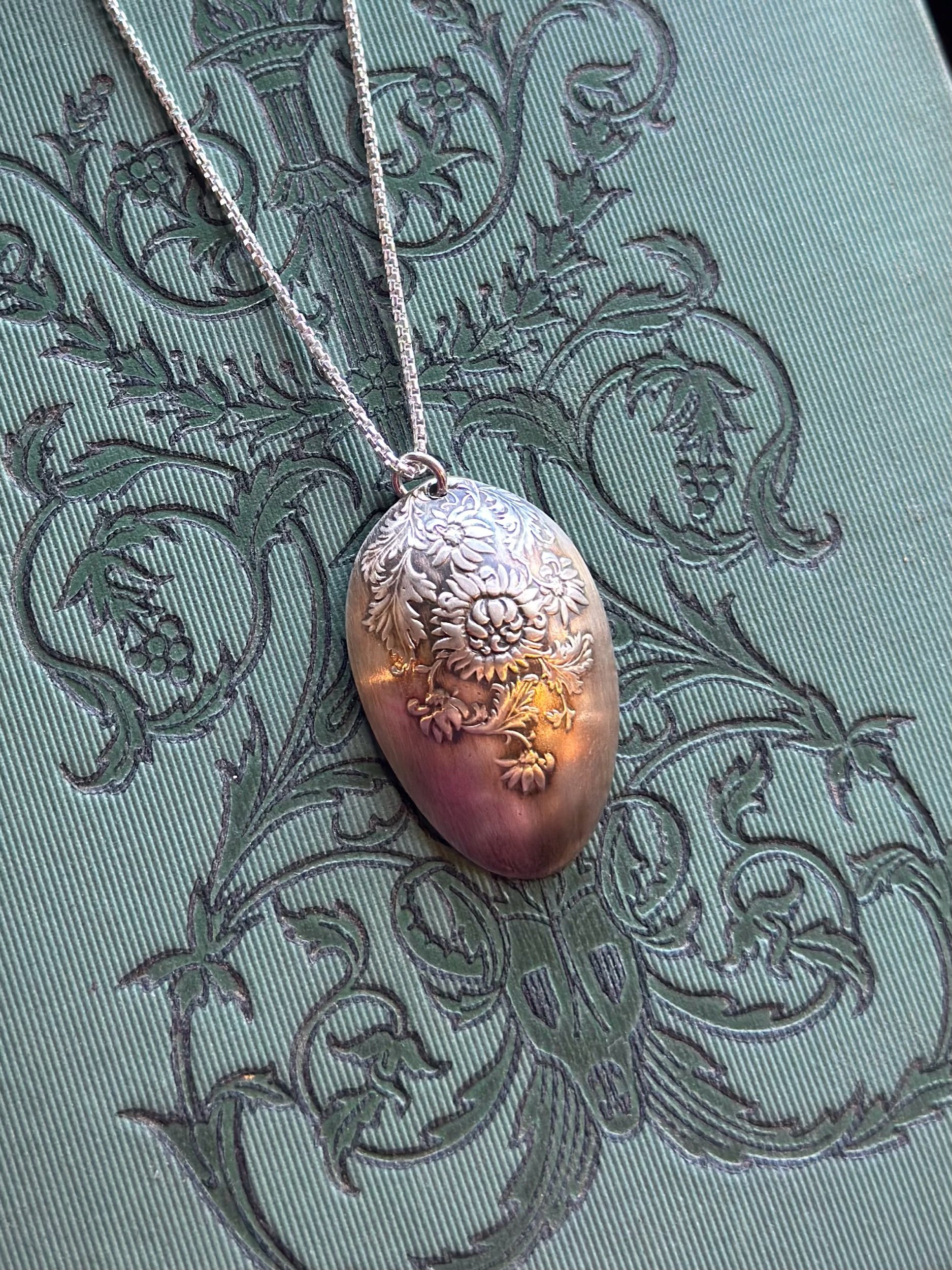1893 Chrysanthemum Sterling Spoon Necklace - LadyForge Jewelry