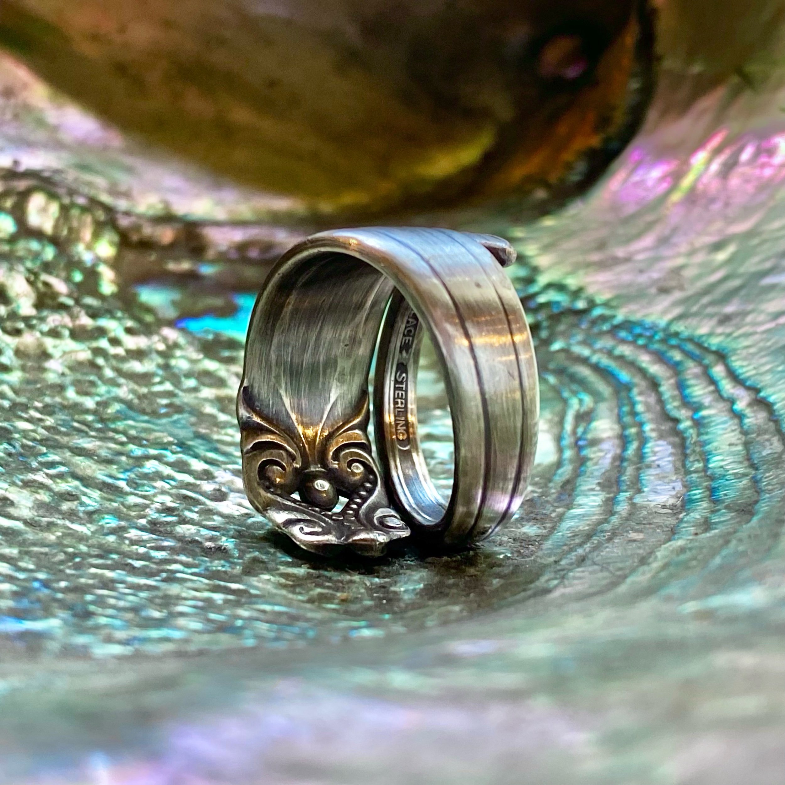 1940 King Christian Sterling Spoon Ring - LadyForge Jewelry
