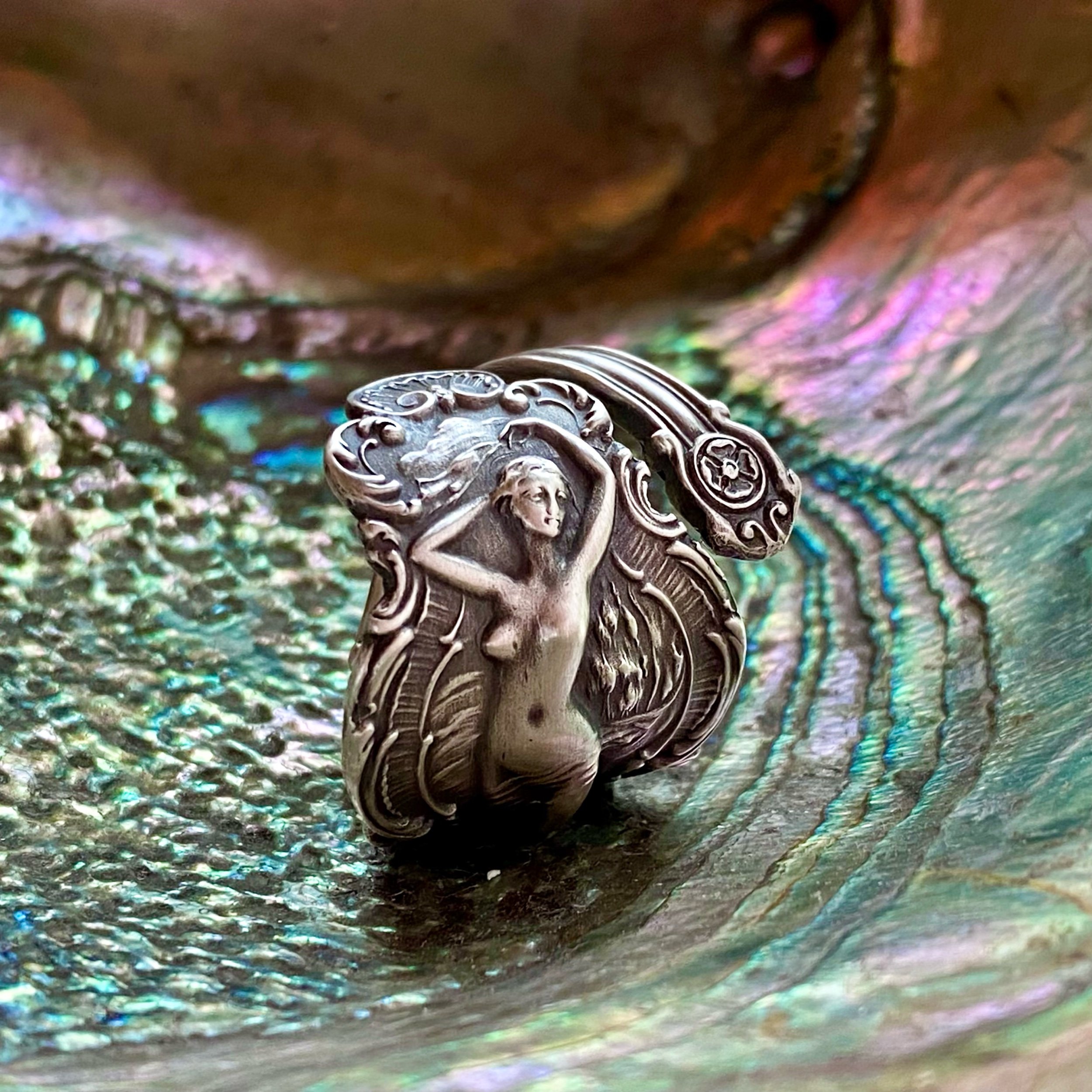 1895 Phoebe Sterling Spoon Ring (Large/Wide version) - LadyForge Jewelry