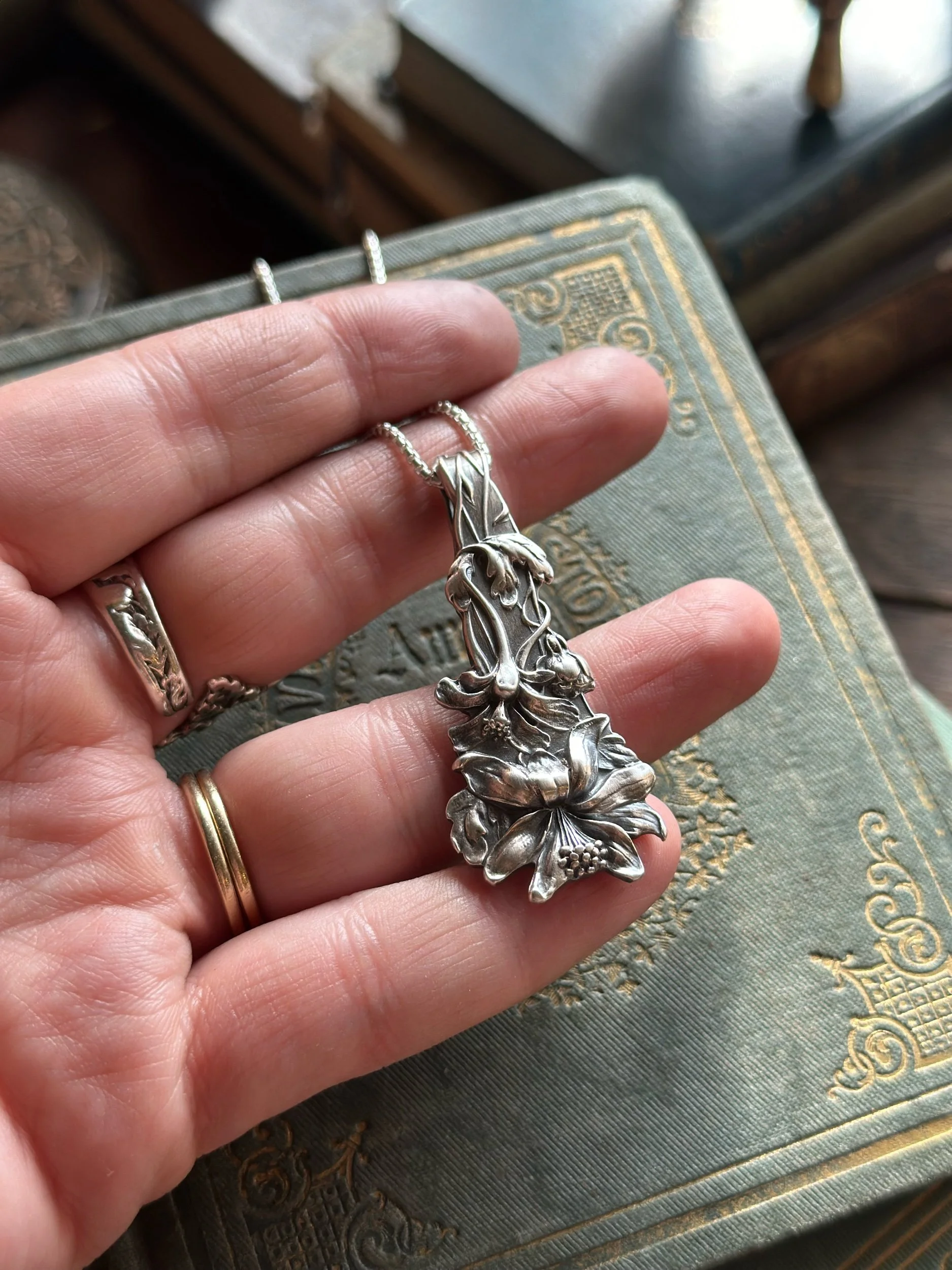 1908 Columbine Sterling Spoon Necklace - LadyForge Jewelry