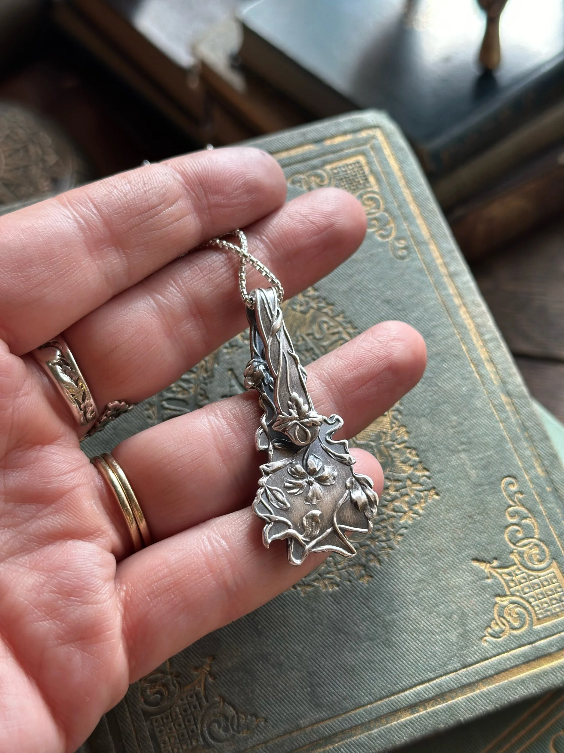 1908 Columbine Sterling Spoon Necklace - LadyForge Jewelry