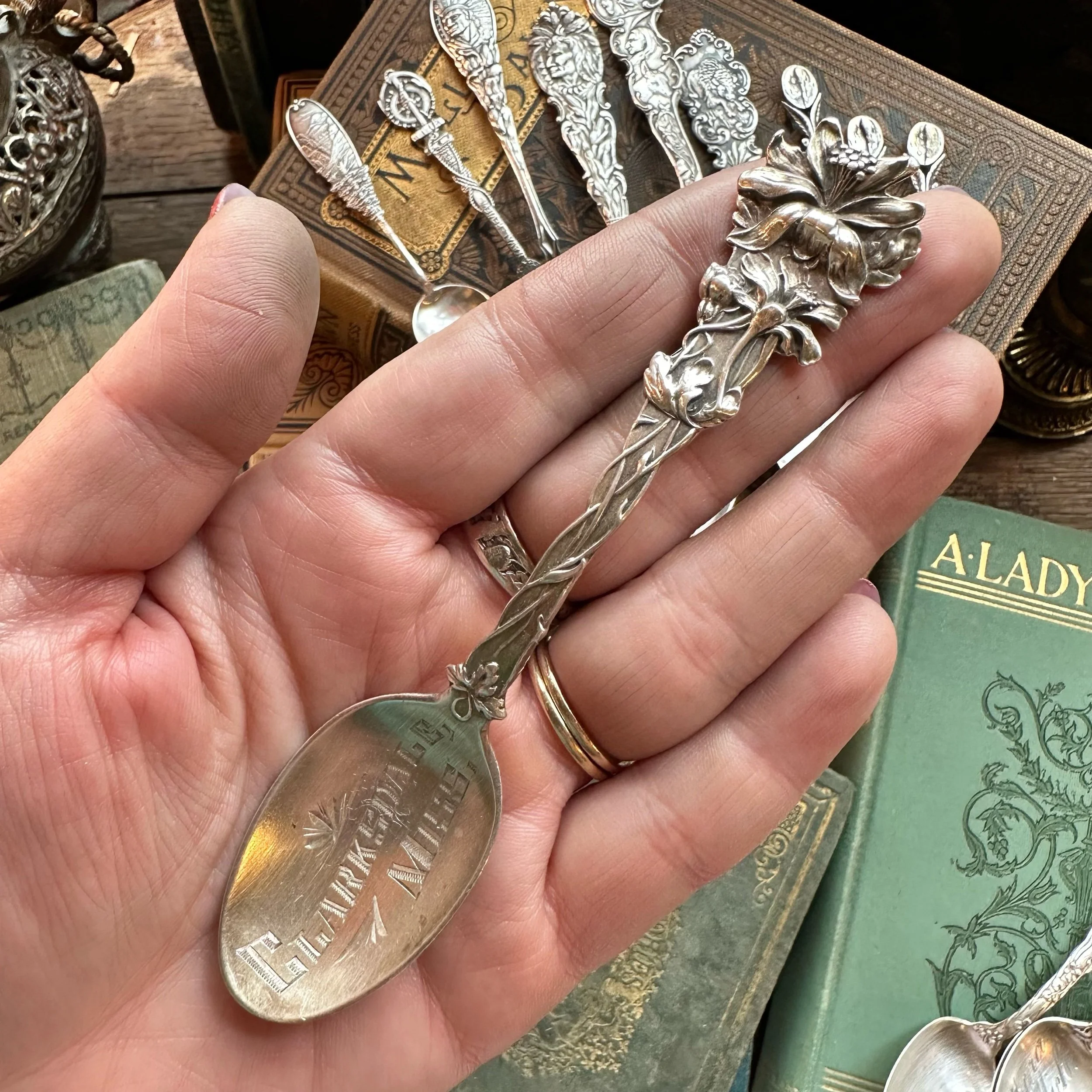 1908 Columbine Sterling Spoon Necklace - LadyForge Jewelry