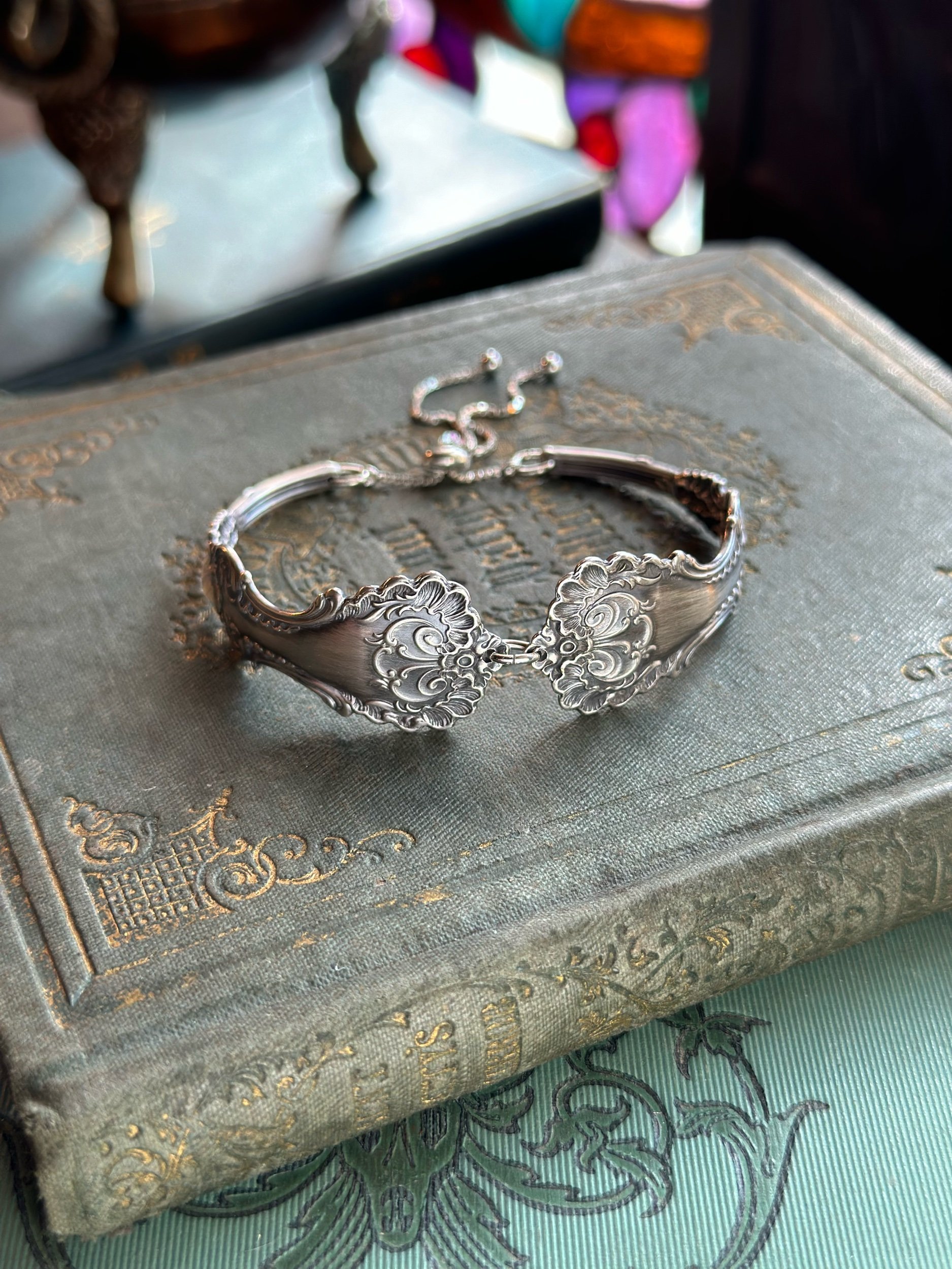 1895 Pompadour Sterling Double Spoon Bracelet - LadyForge Jewelry