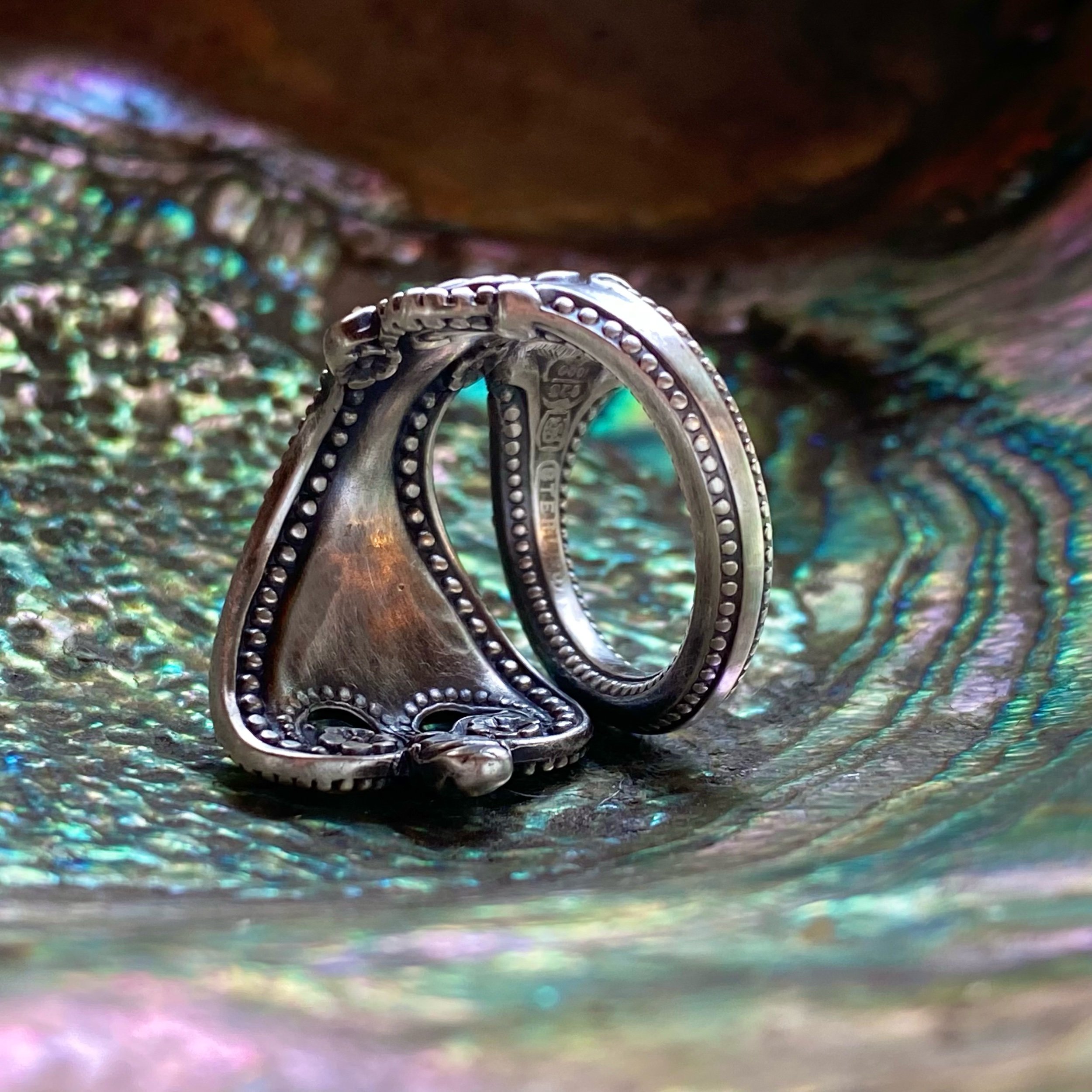1895 Monogram G - Old Colonial Sterling Spoon Ring - LadyForge Jewelry