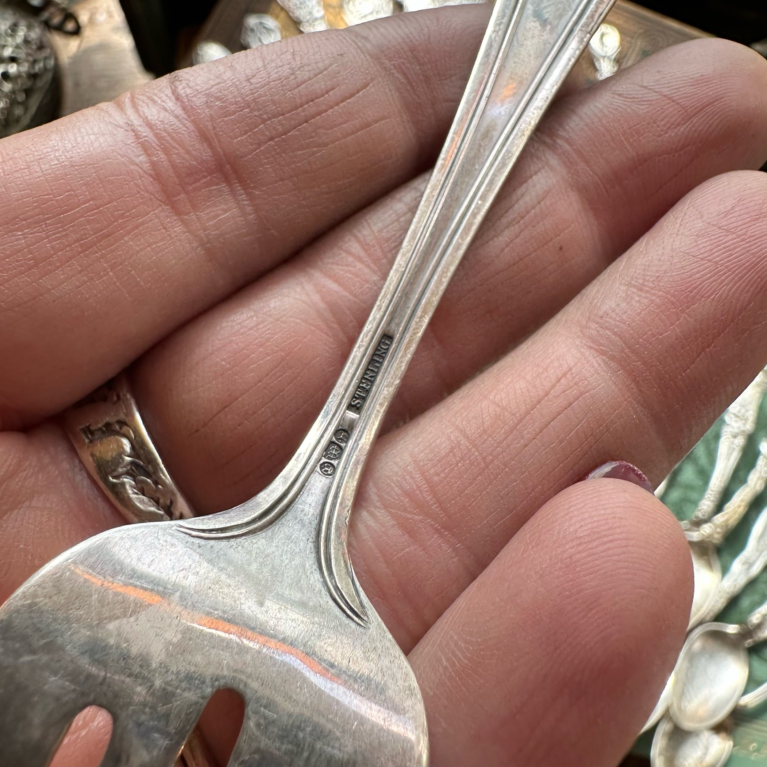 1912 Queen Louise Monogram C Sterling Spoon Ring - LadyForge Jewelry