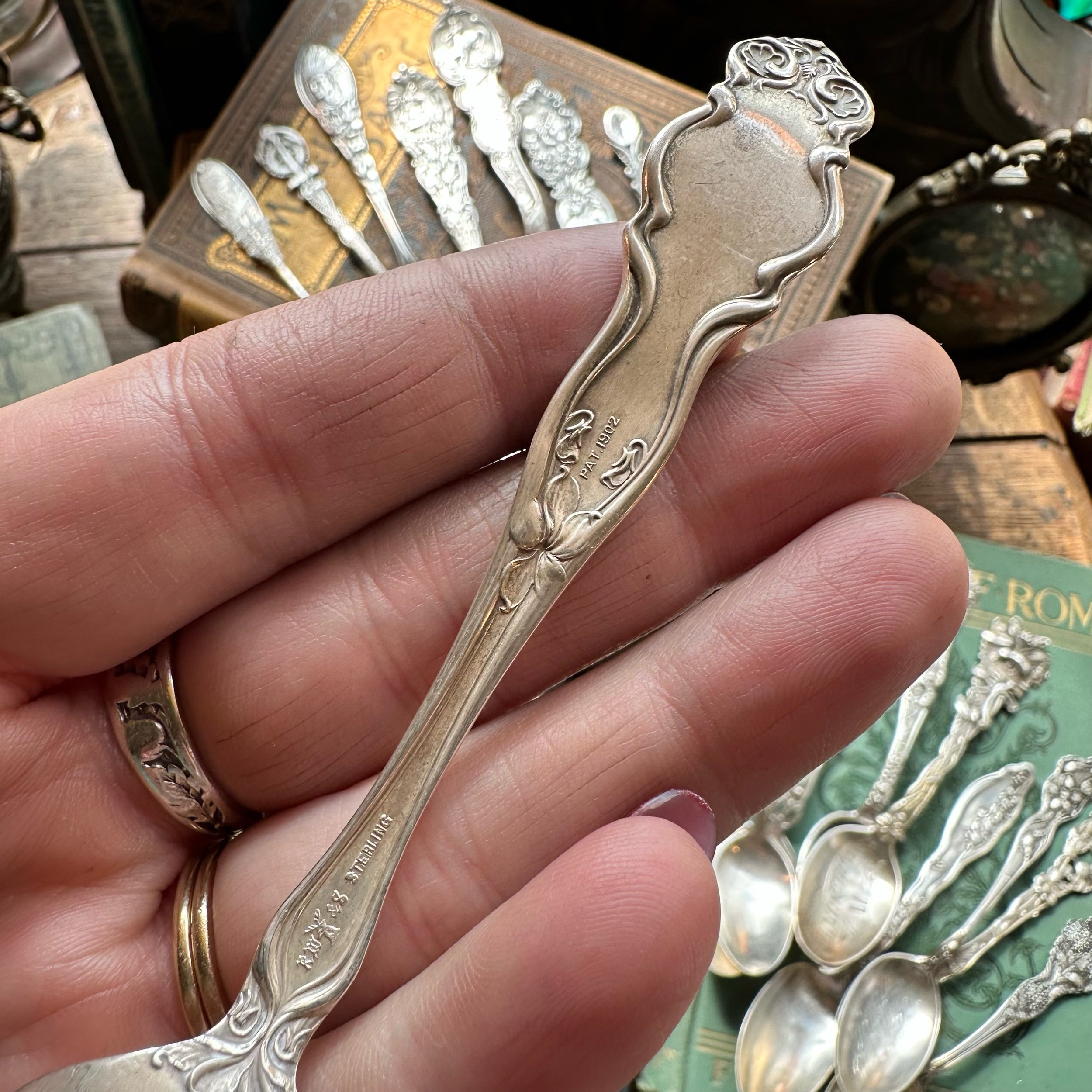 Iris Monogram F Sterling Spoon Ring - LadyForge Jewelry