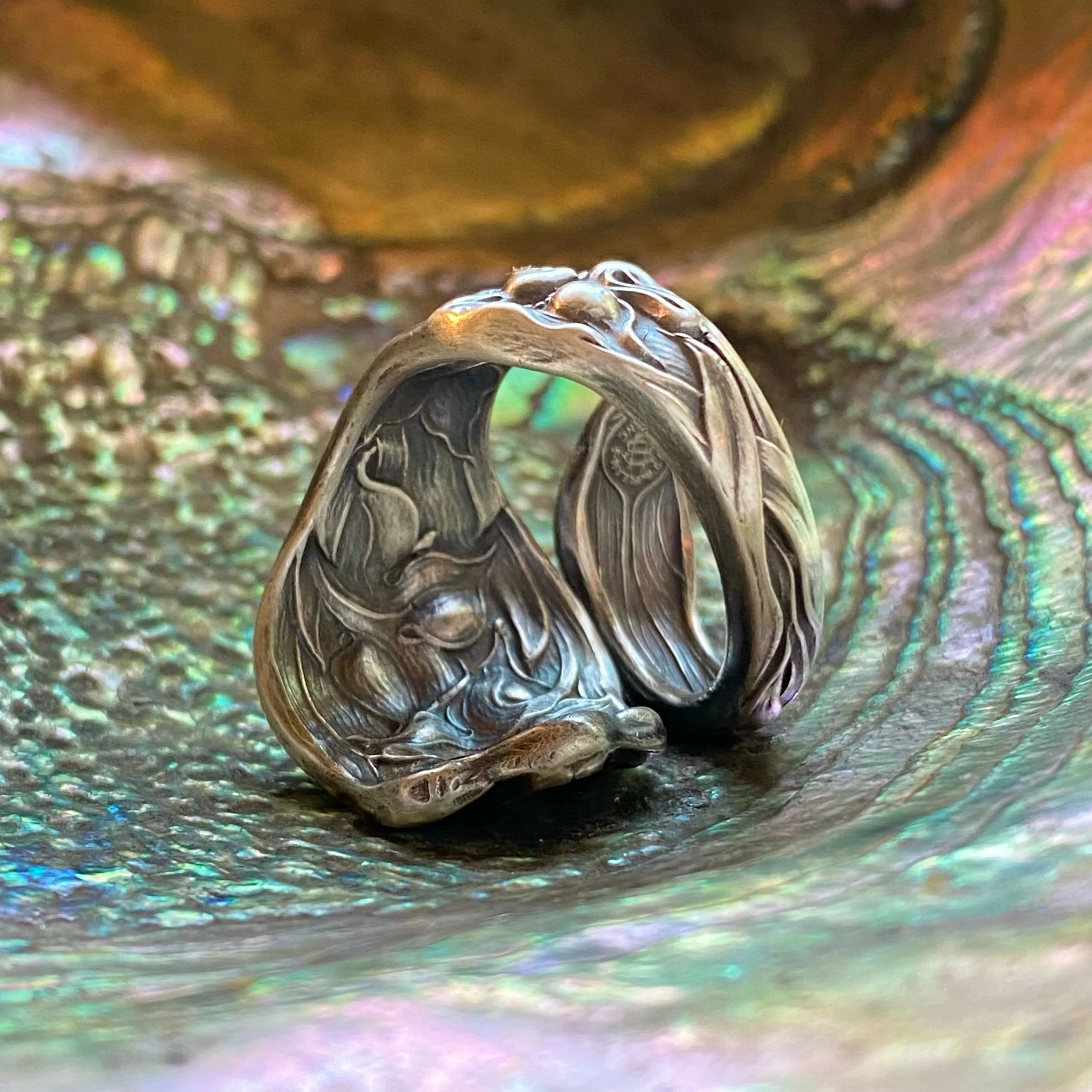 1904 Cupids Bouquet Sterling Spoon Ring - LadyForge Jewelry