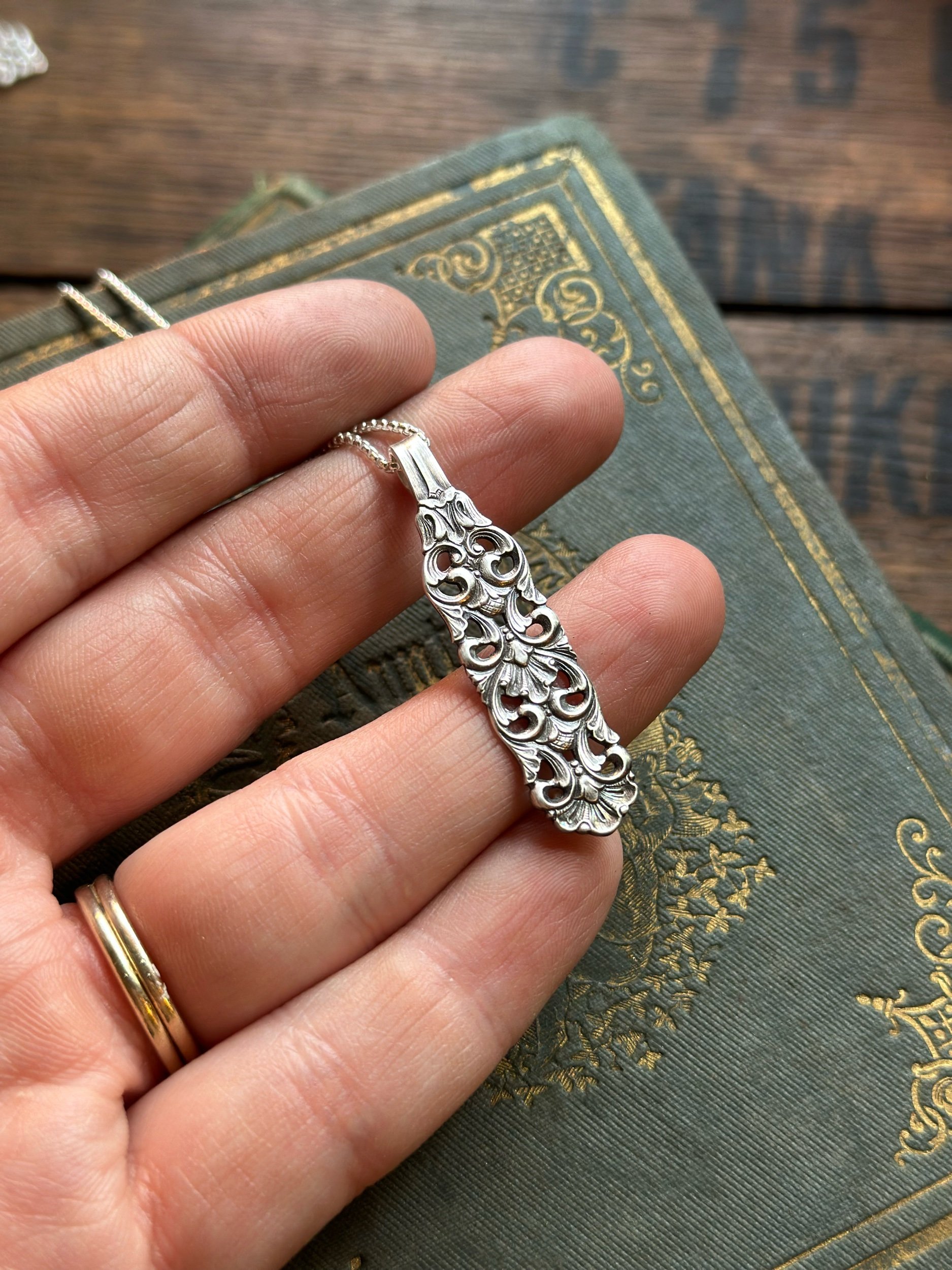 Norwegian Flourish Spoon Necklace - LadyForge Jewelry