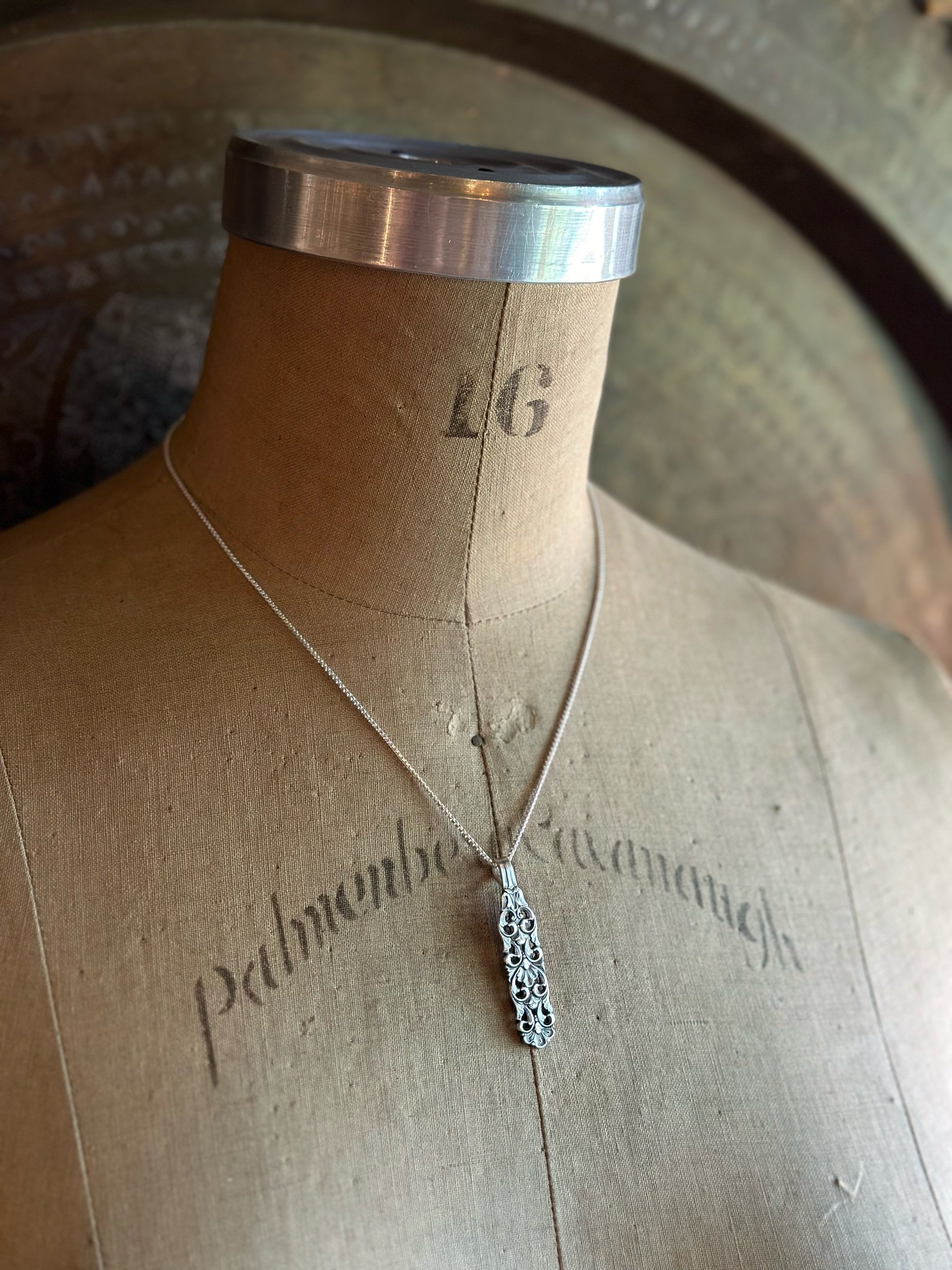 Norwegian Flourish Spoon Necklace - LadyForge Jewelry