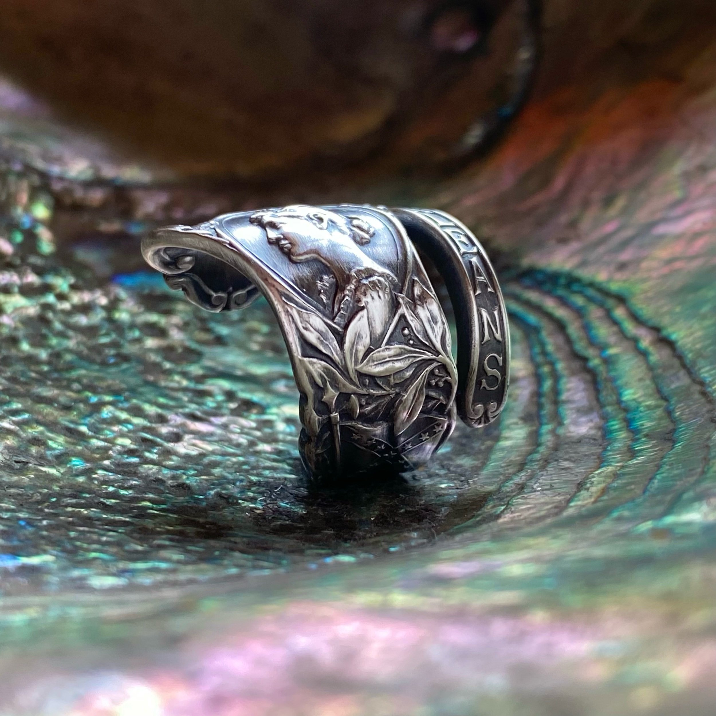 Heart of New Orleans Sterling Spoon Ring - LadyForge Jewelry