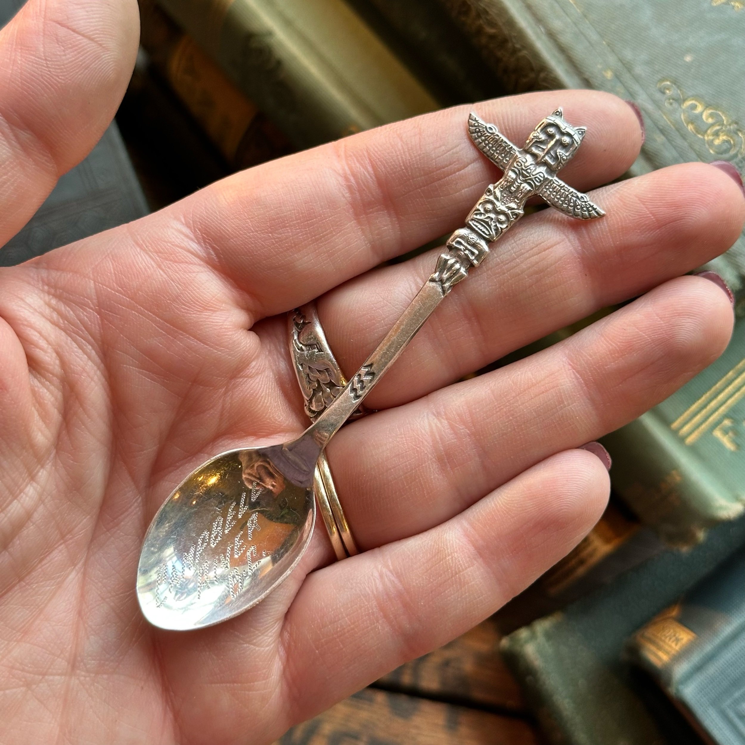 Eagle Totem Wrap Sterling Spoon Ring - LadyForge Jewelry