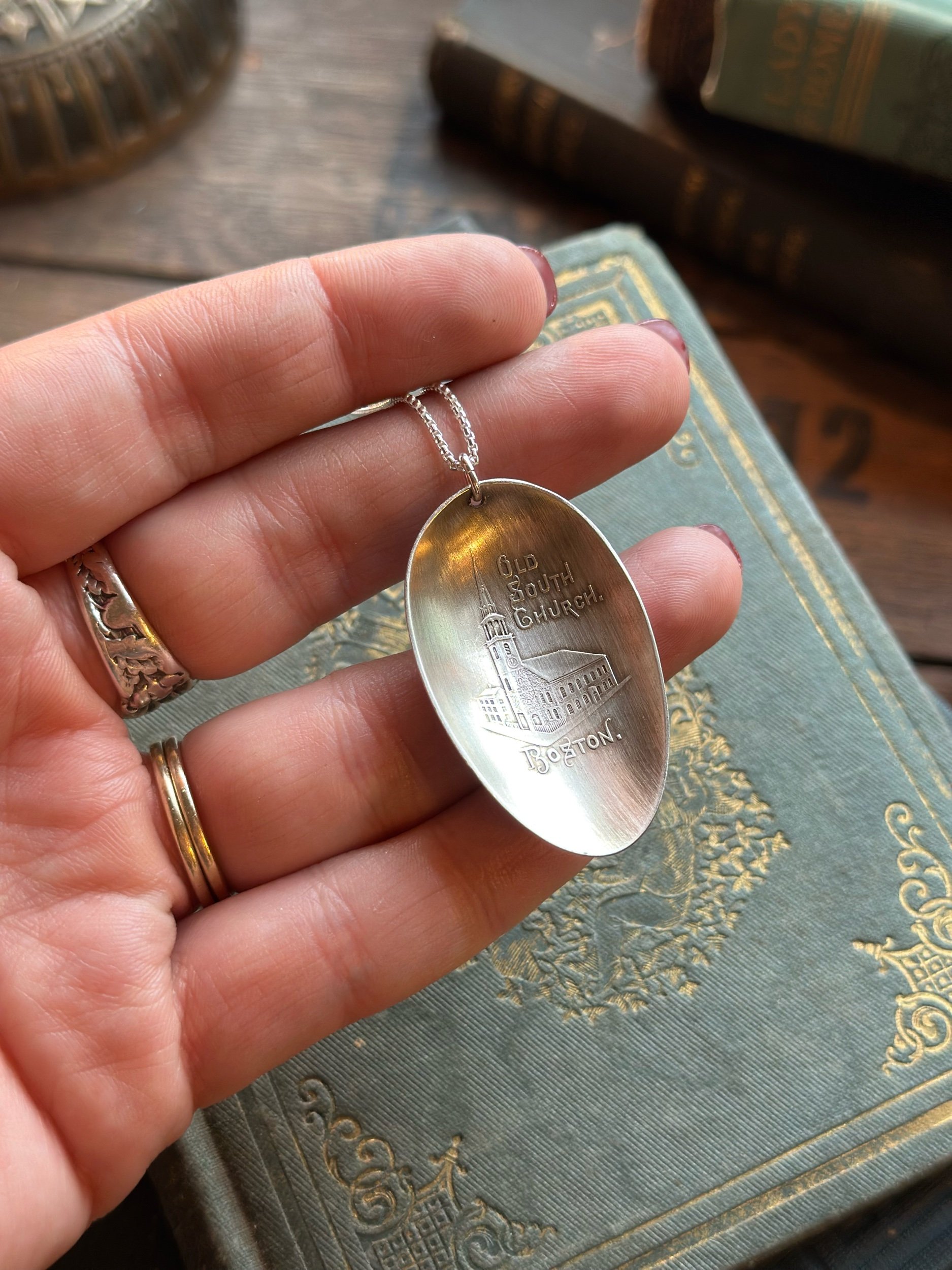 Old South Church Boston Sterling Spoon Necklace - LadyForge Jewelry