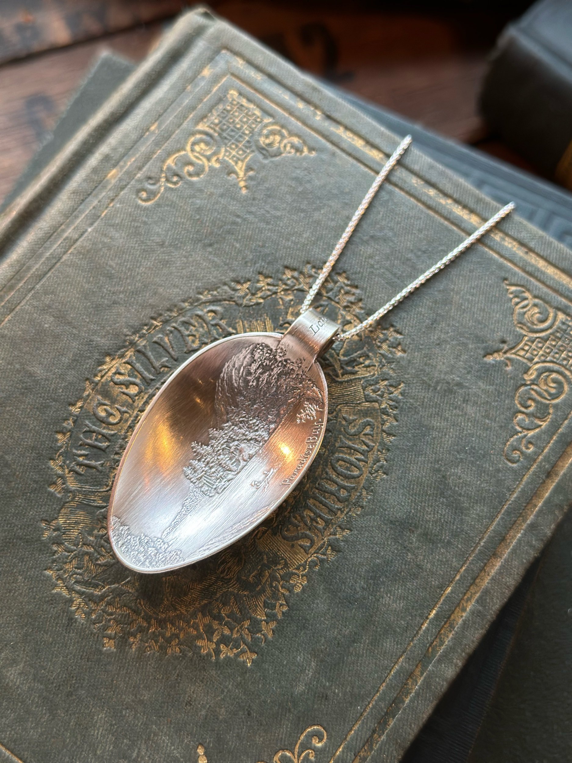 Paradise Bay Lake George, New York, Sterling Spoon Necklace - LadyForge Jewelry