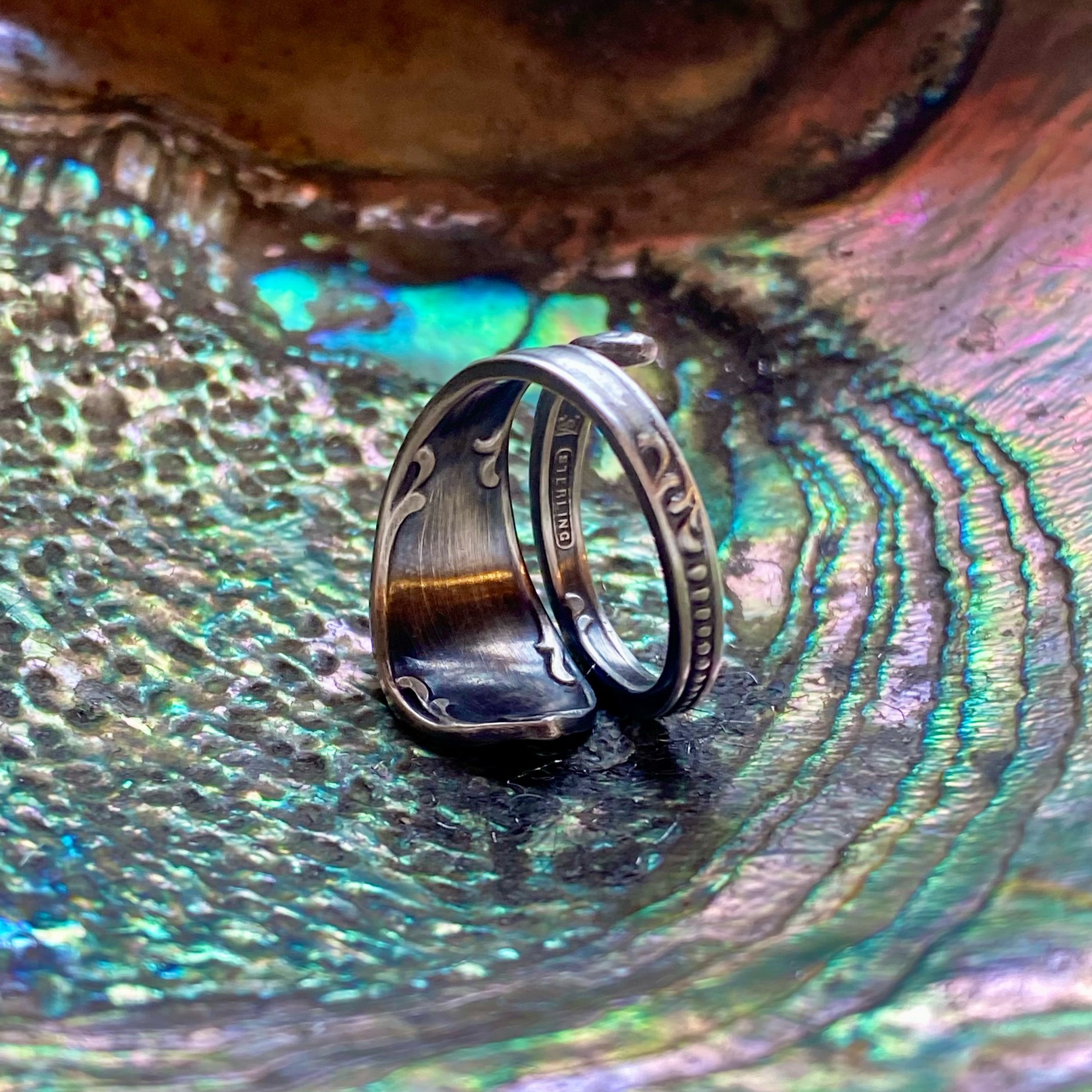 1895 Dainty Rustic Sterling Spoon Ring - LadyForge Jewelry