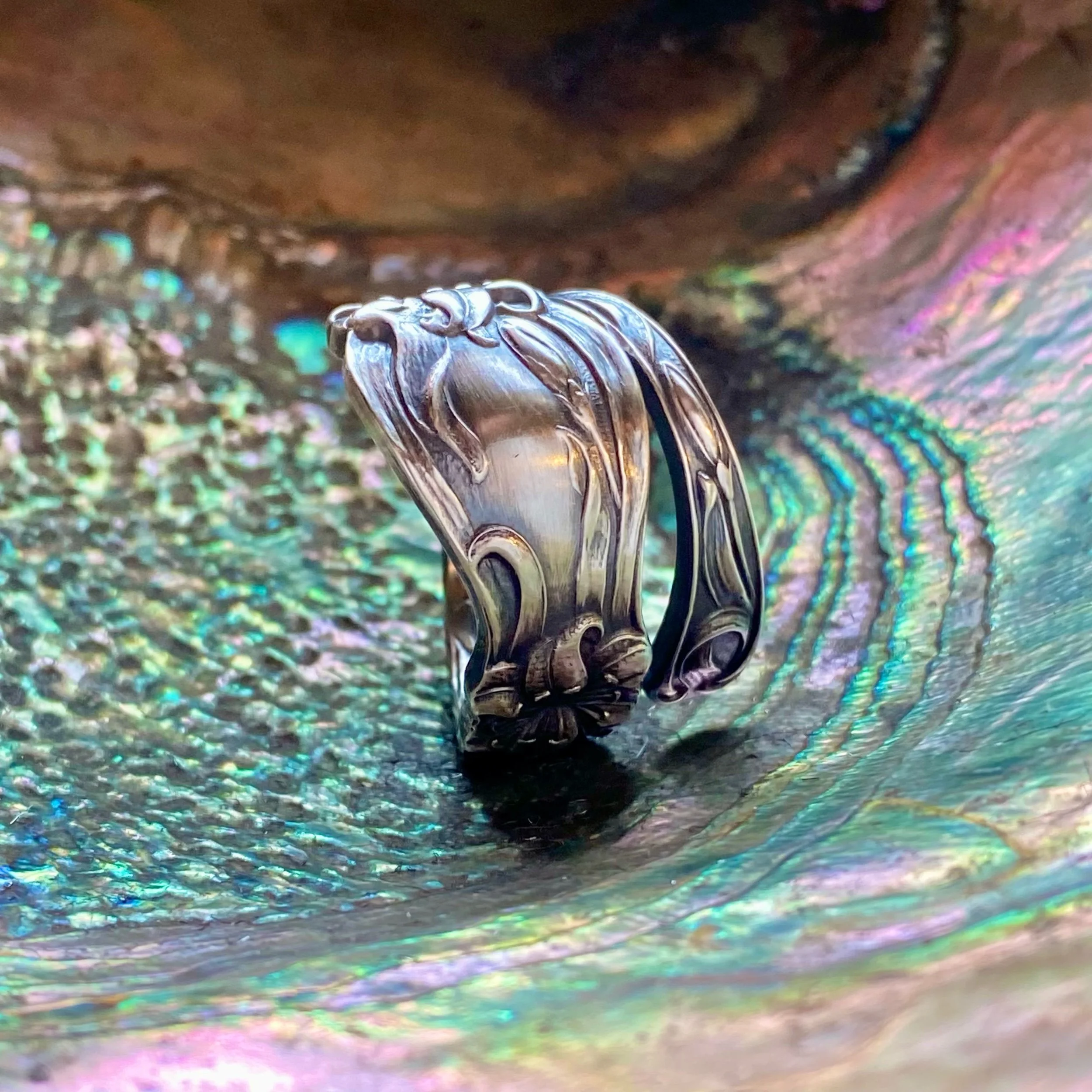 1910 Lily Sterling Spoon Ring - LadyForge Jewelry