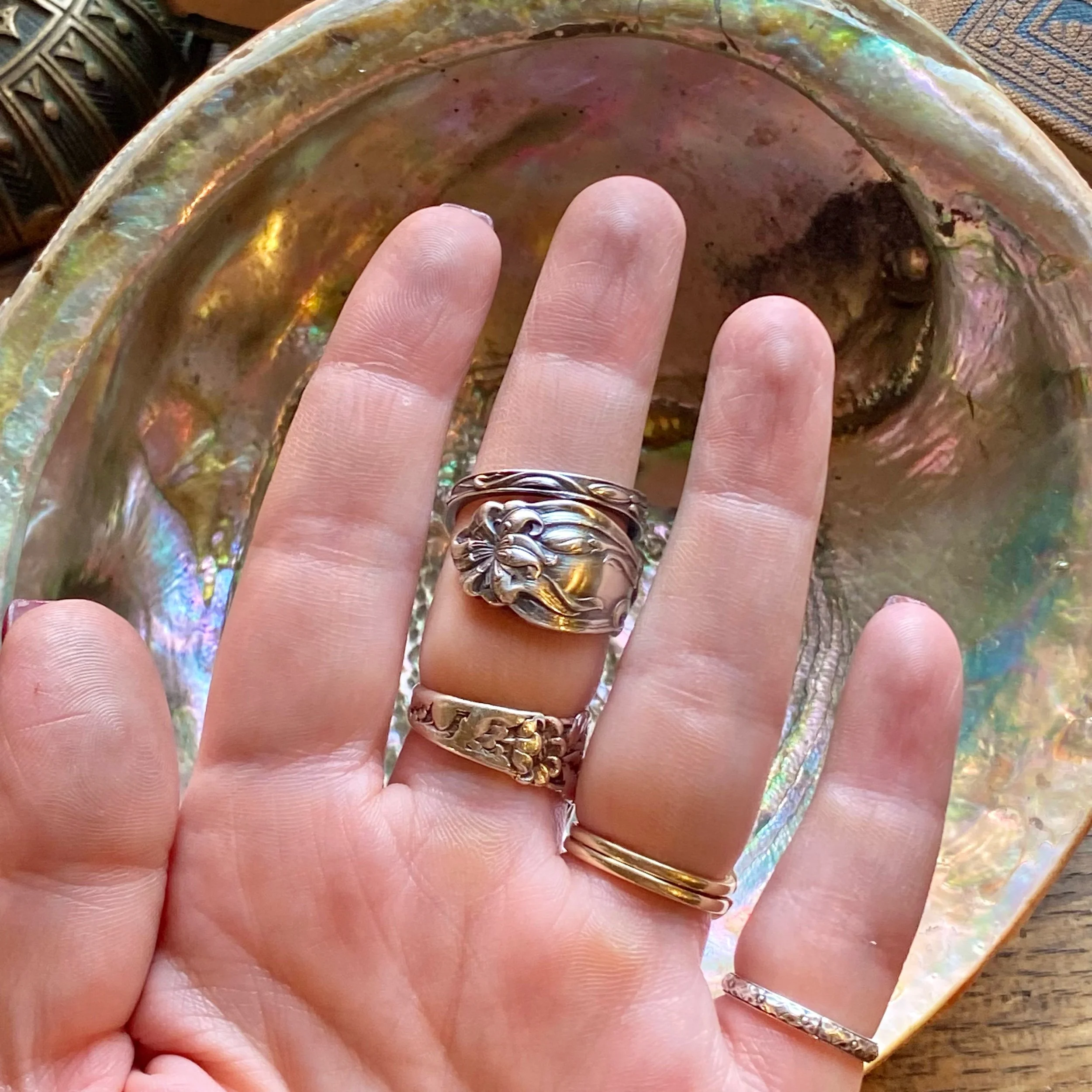 1910 Lily Sterling Spoon Ring - LadyForge Jewelry