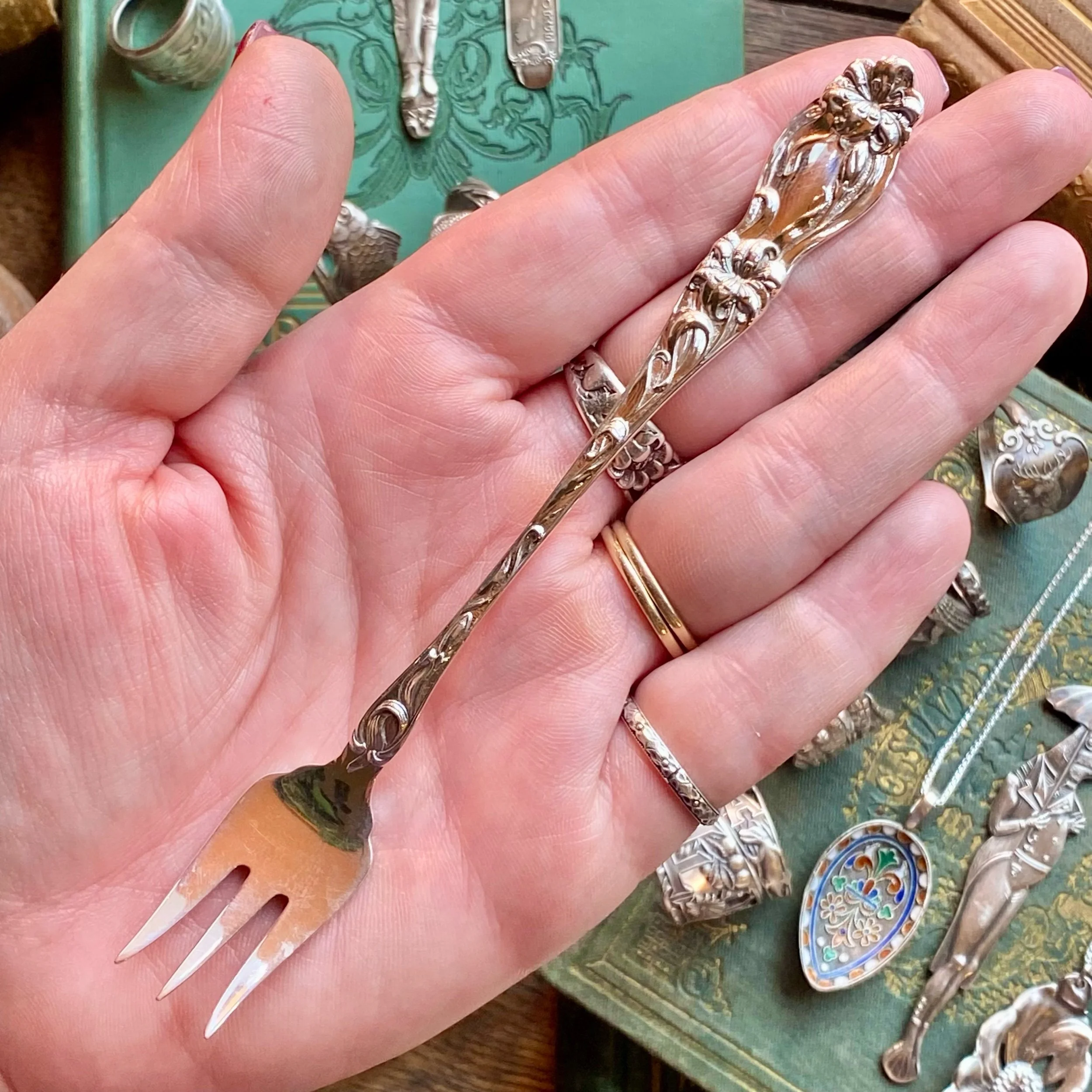 1910 Lily Sterling Spoon Ring - LadyForge Jewelry