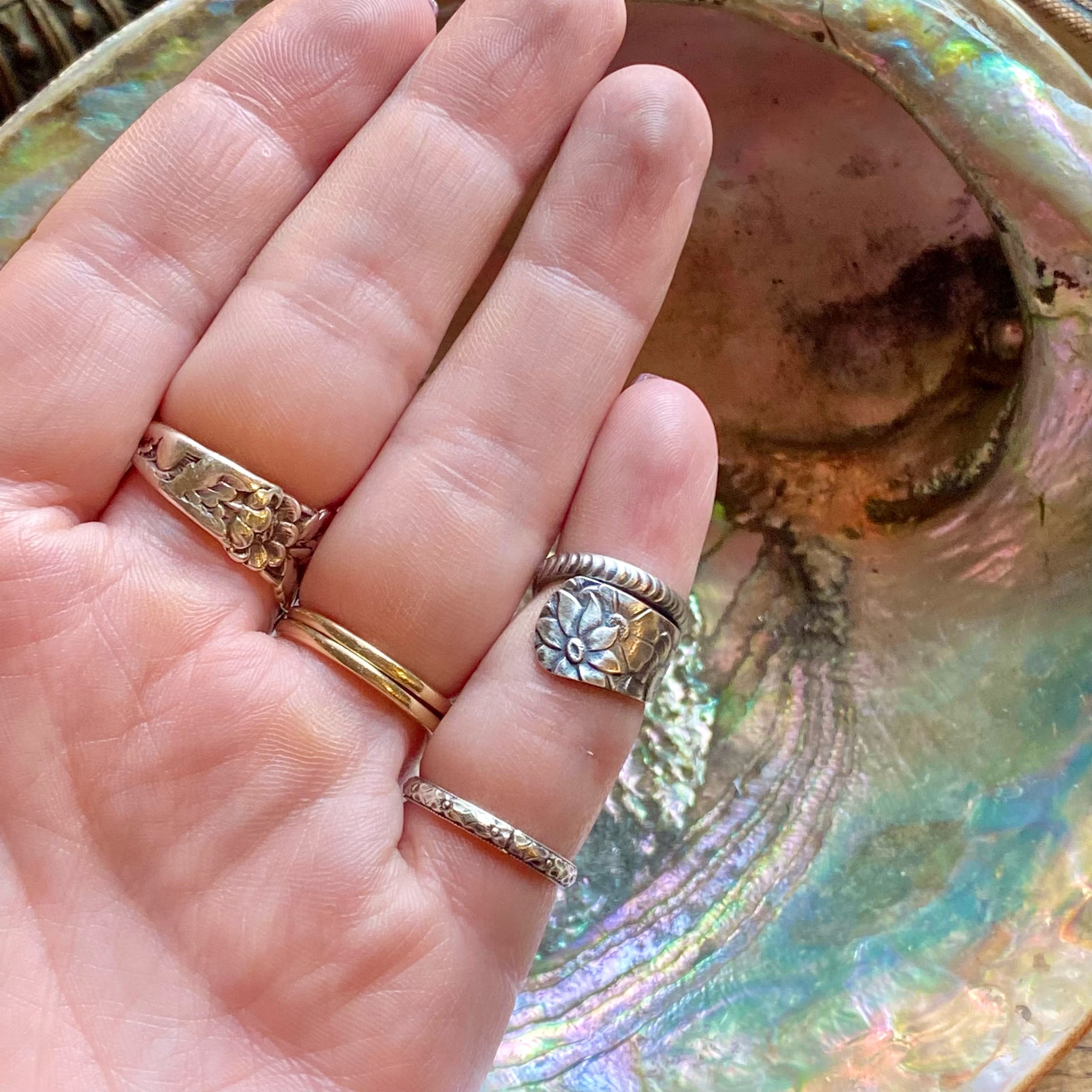 1880 Dainty Delhi Sterling Spoon Ring - LadyForge Jewelry