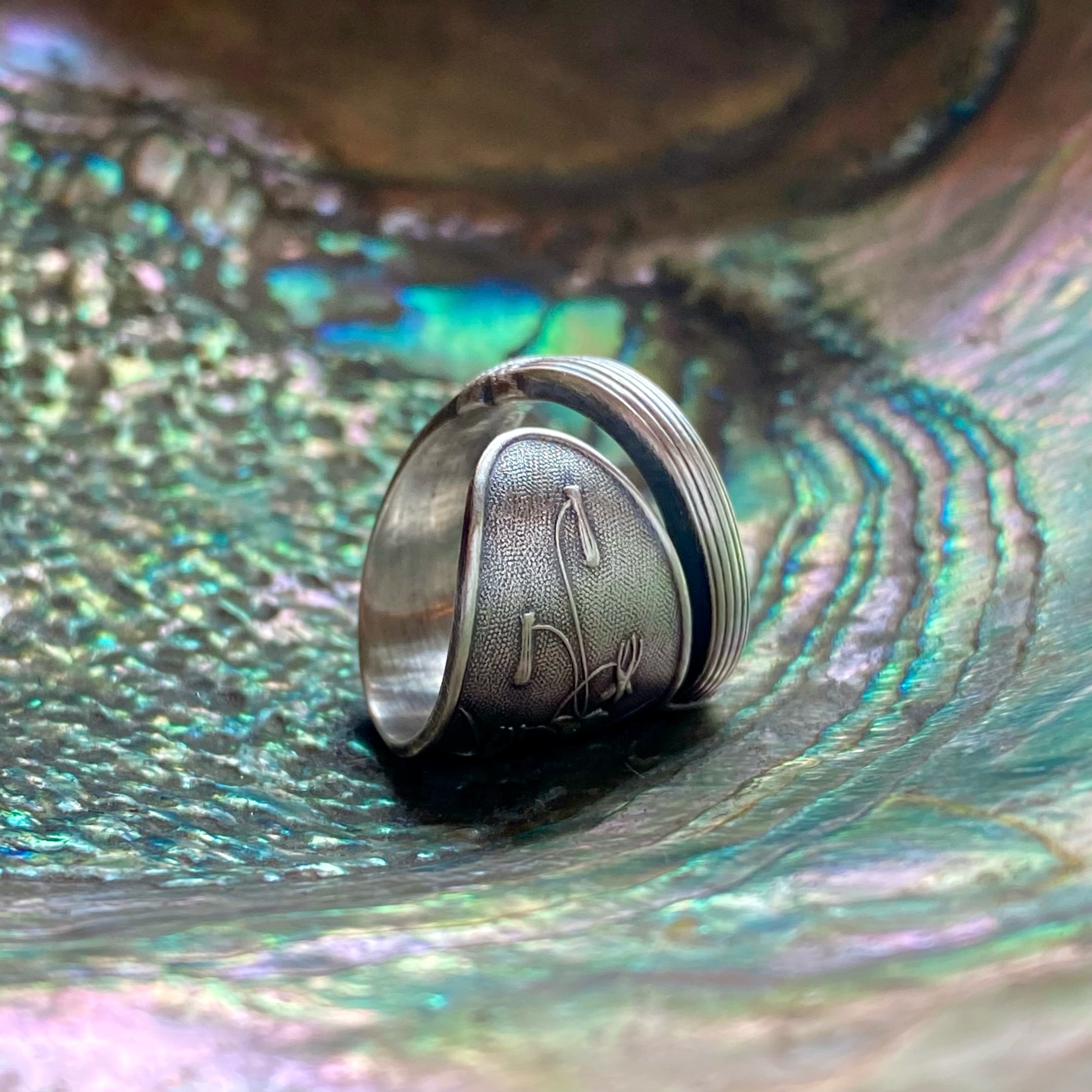 1870 Honeysuckle Sterling Spoon Ring - LadyForge Jewelry