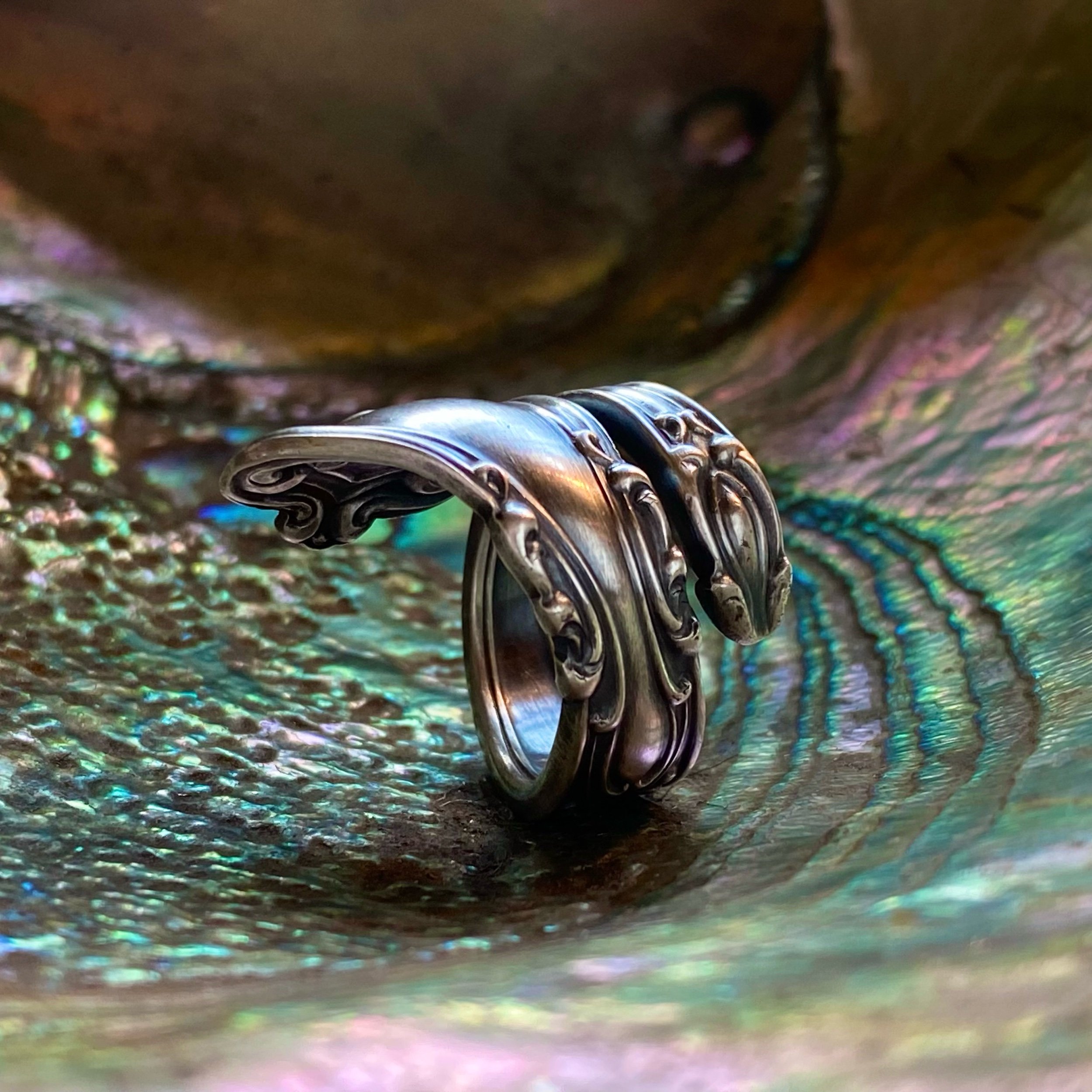 1900 New Victoria Sterling Spoon Ring - LadyForge Jewelry