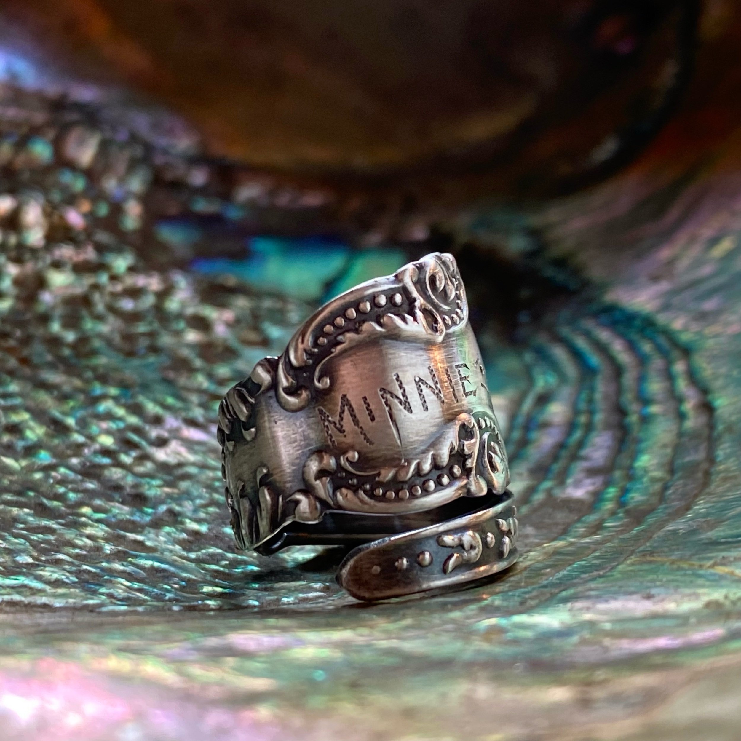 1899 Dainty Lafayette Sterling Spoon Ring - LadyForge Jewelry