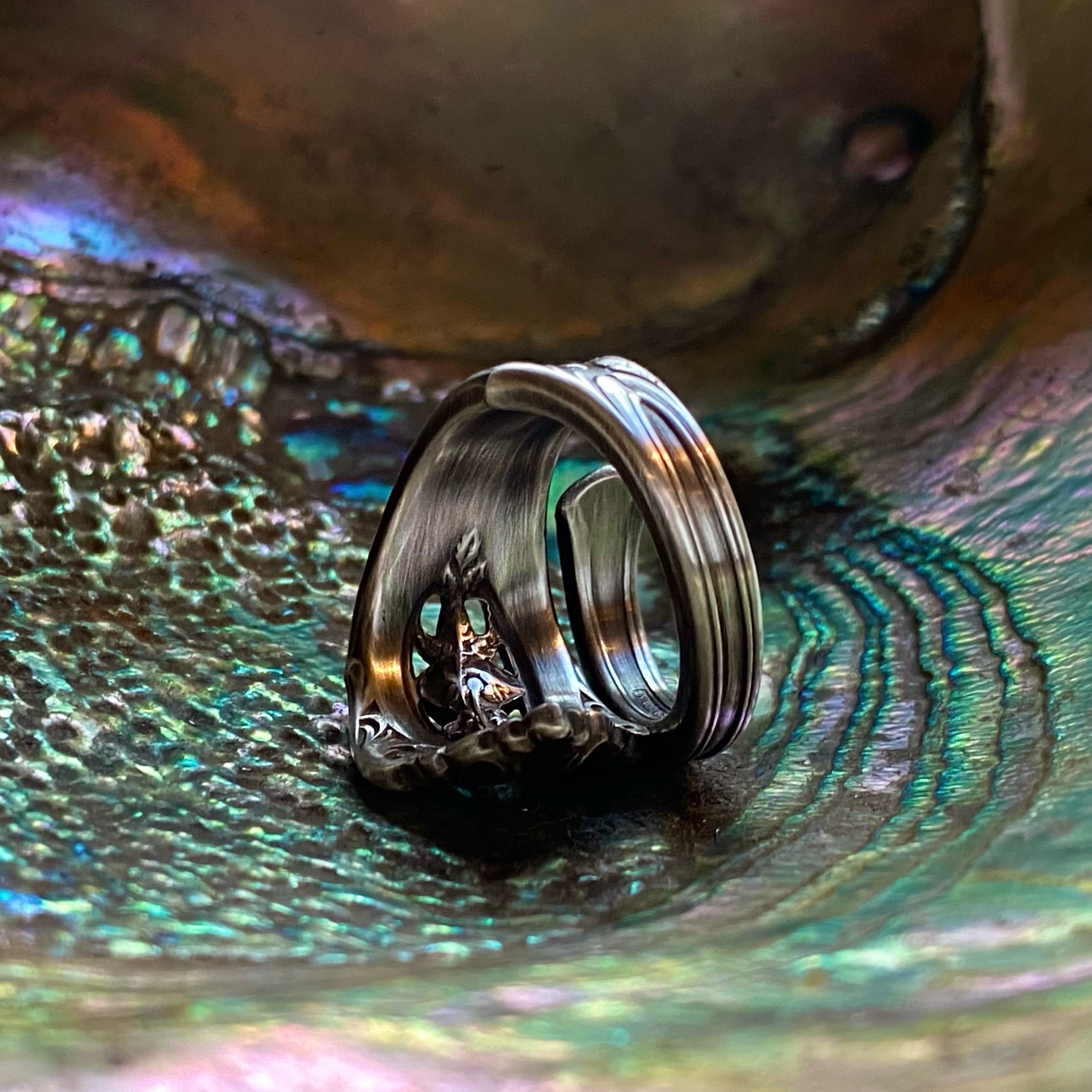 1934 Rose Point Sterling Spoon Ring - LadyForge Jewelry