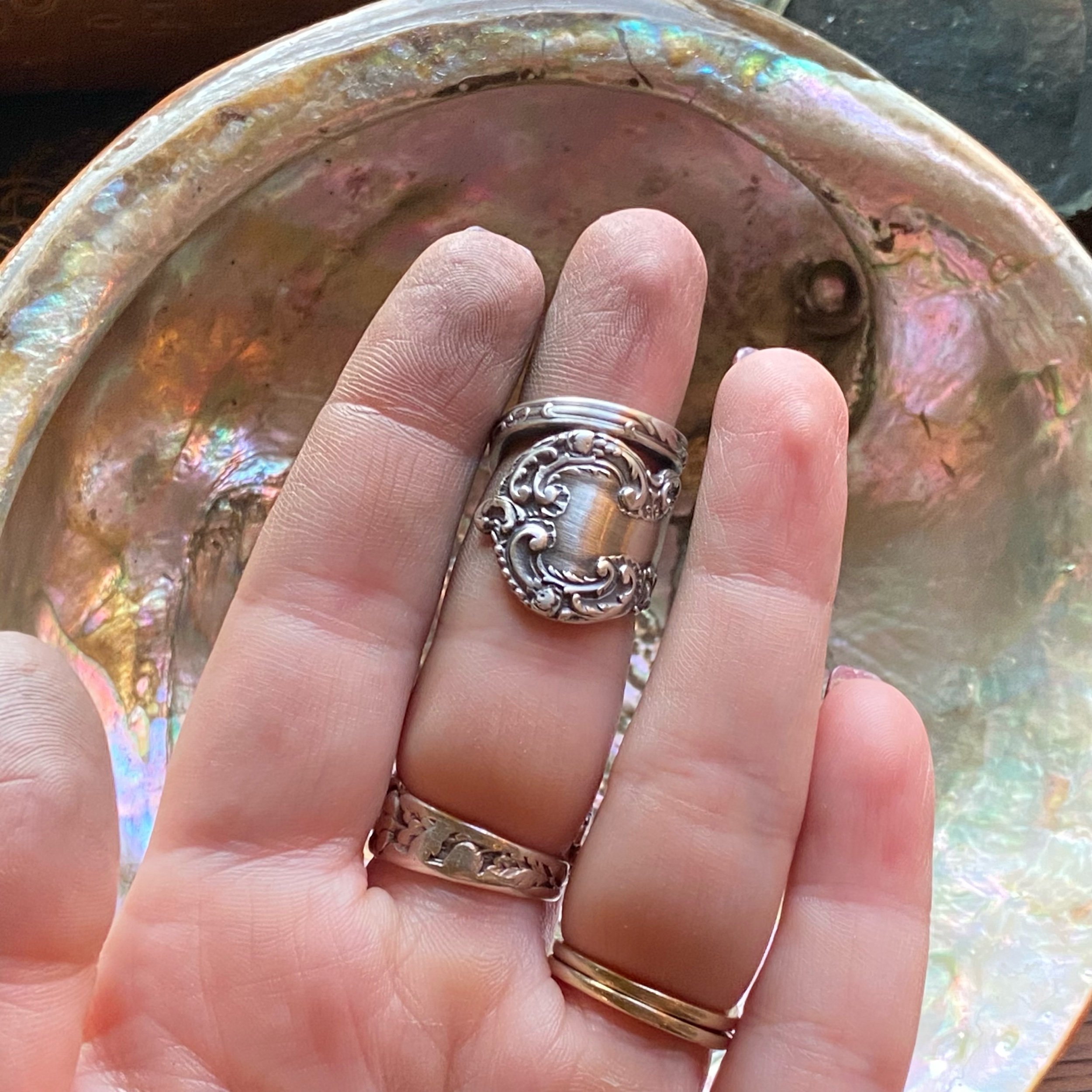 1900 Colbert Sterling Spoon Ring - LadyForge Jewelry