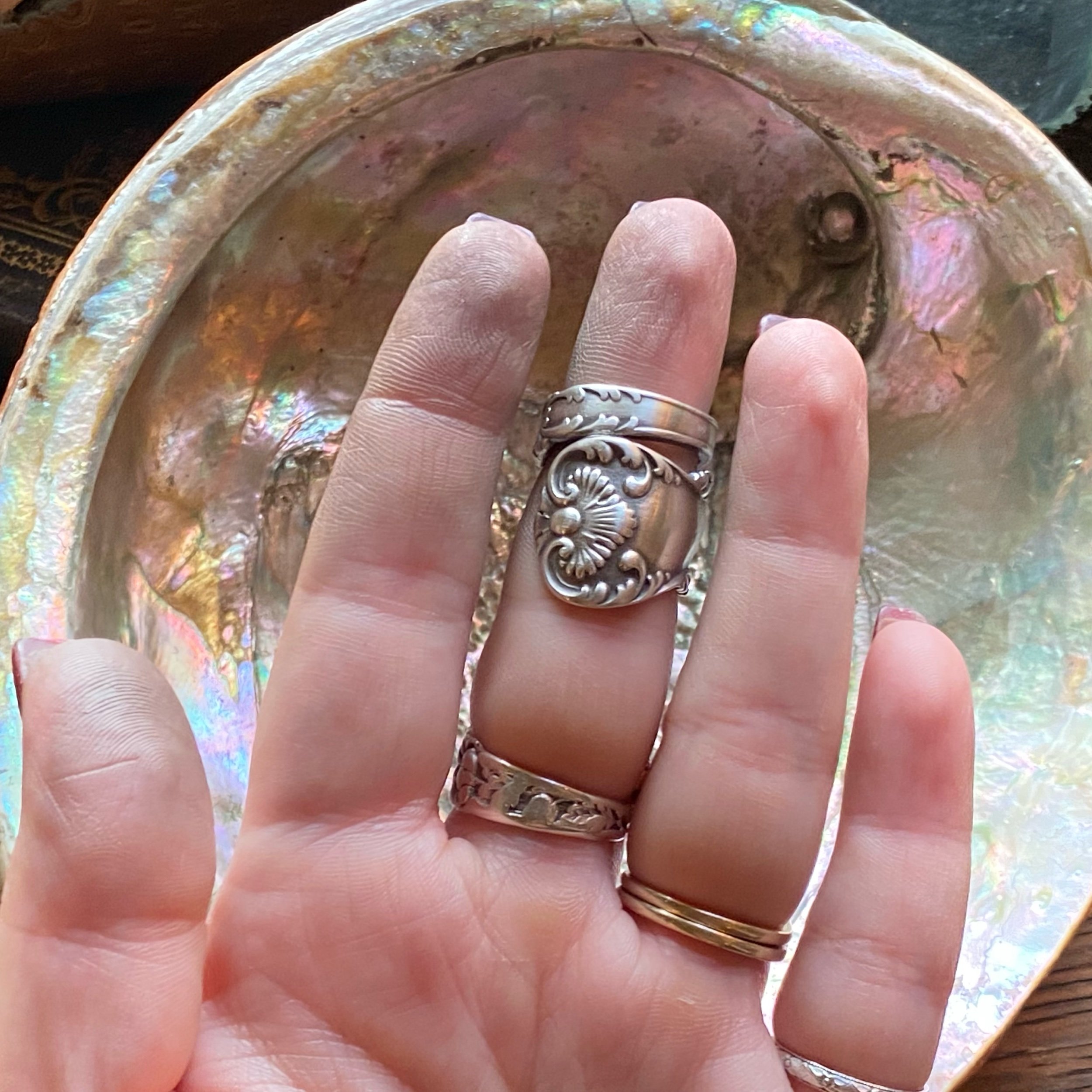 1895 Kings Court Sterling Spoon Ring - LadyForge Jewelry