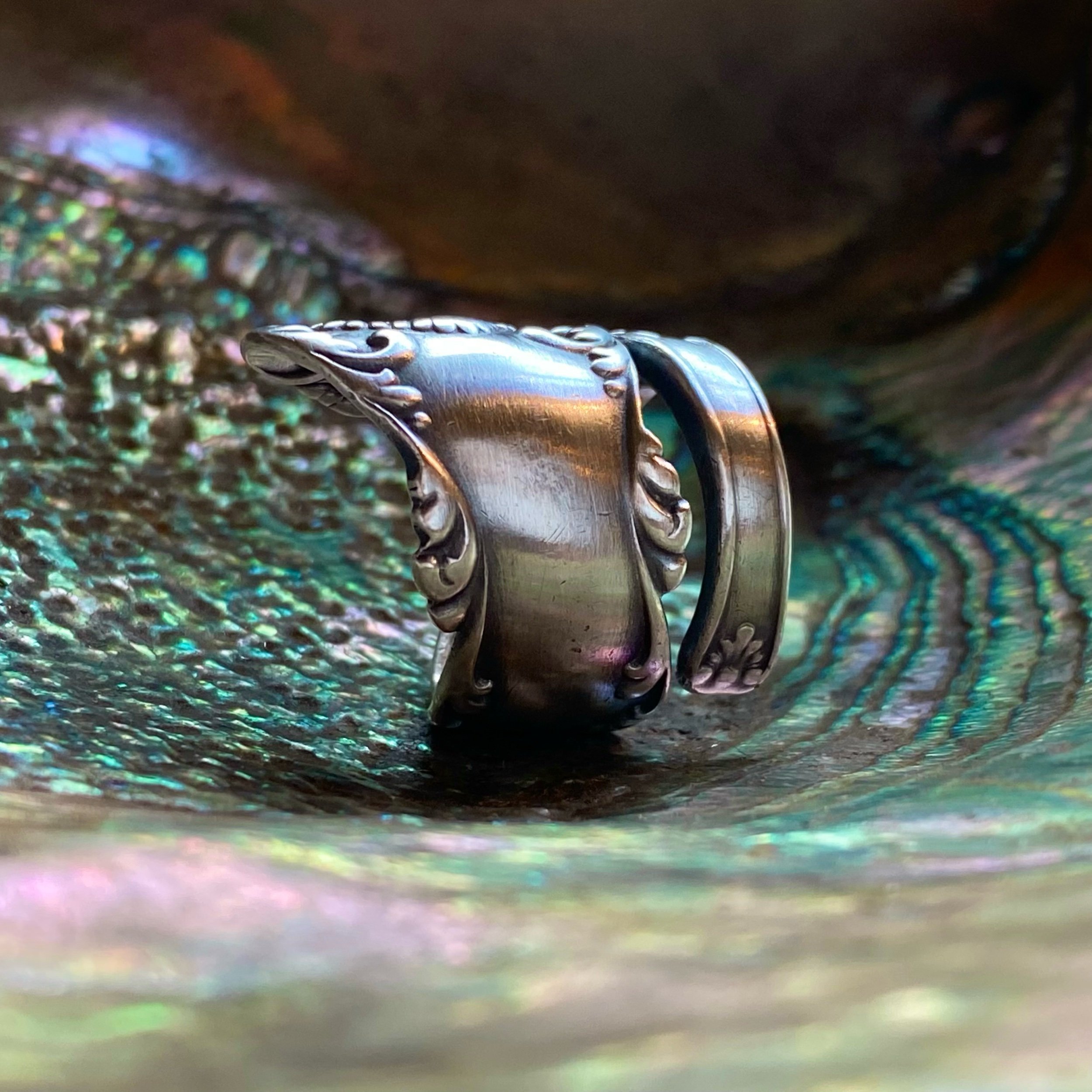 1895 Kings Court Sterling Spoon Ring - LadyForge Jewelry