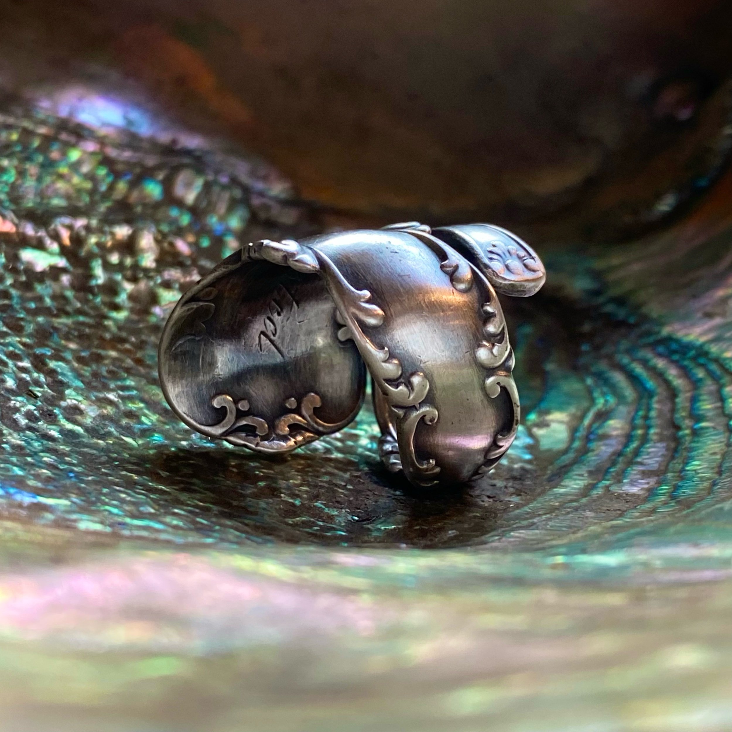 1895 Kings Court Sterling Spoon Ring - LadyForge Jewelry