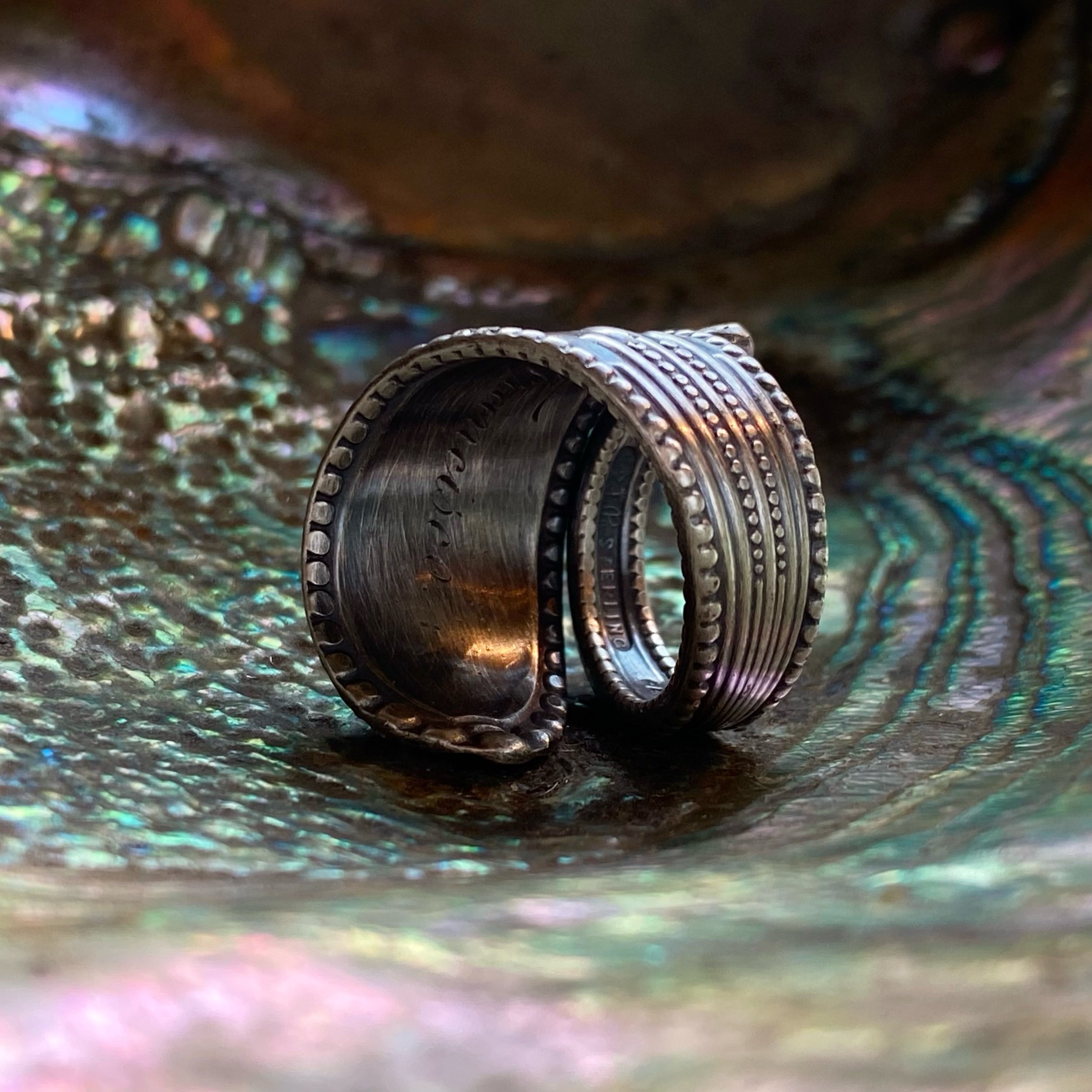 1890 Chippendale Sterling Spoon Ring - LadyForge Jewelry