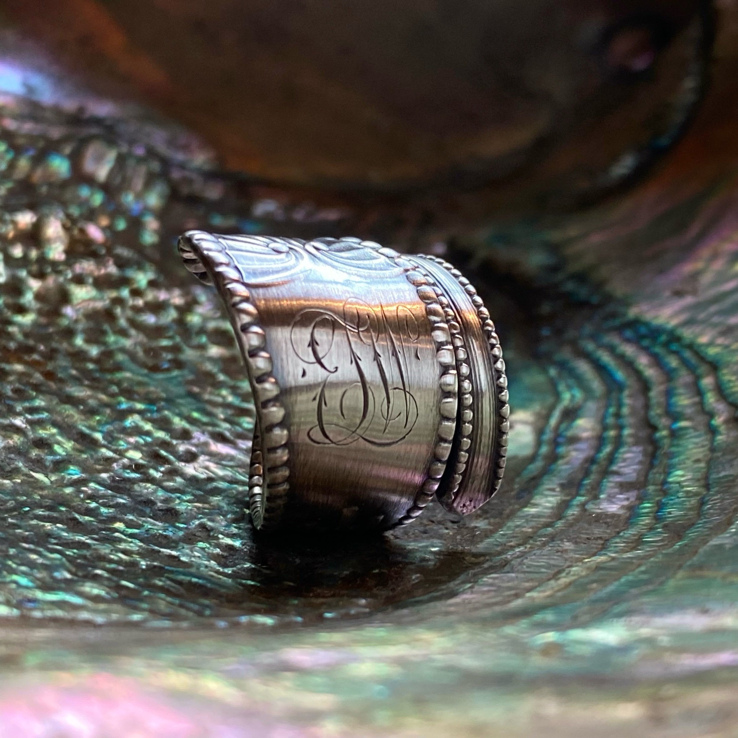 1890 Chippendale Sterling Spoon Ring - LadyForge Jewelry