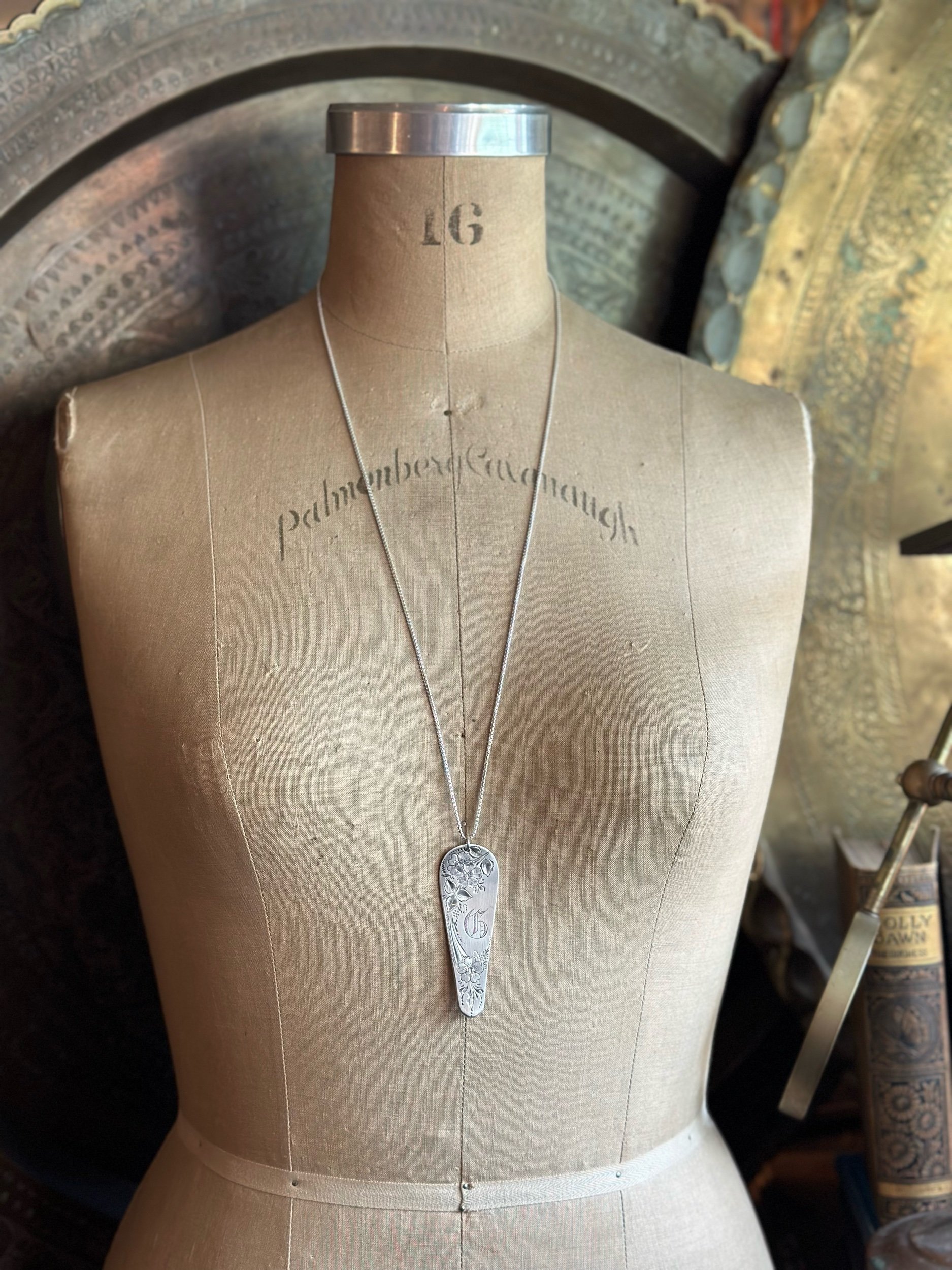 1880s Monogram G - Brightcut Large Necklace - LadyForge Jewelry