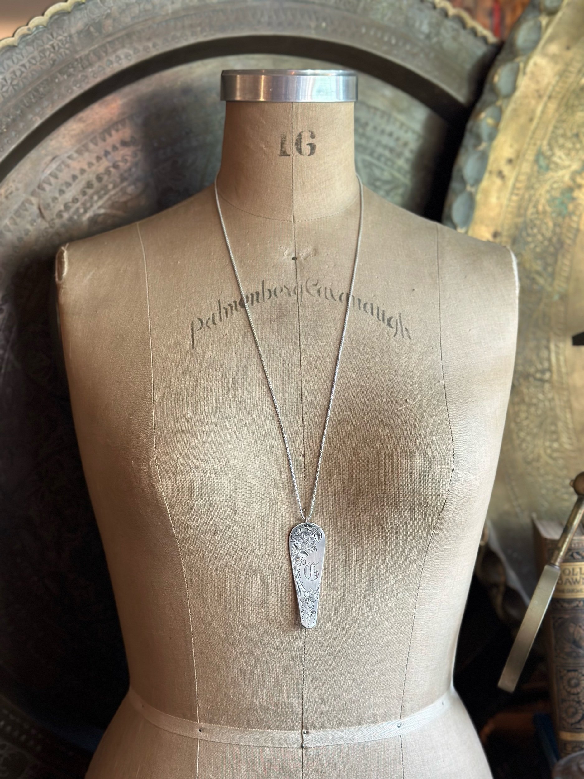 1880s Monogram G - Brightcut Large Necklace - LadyForge Jewelry