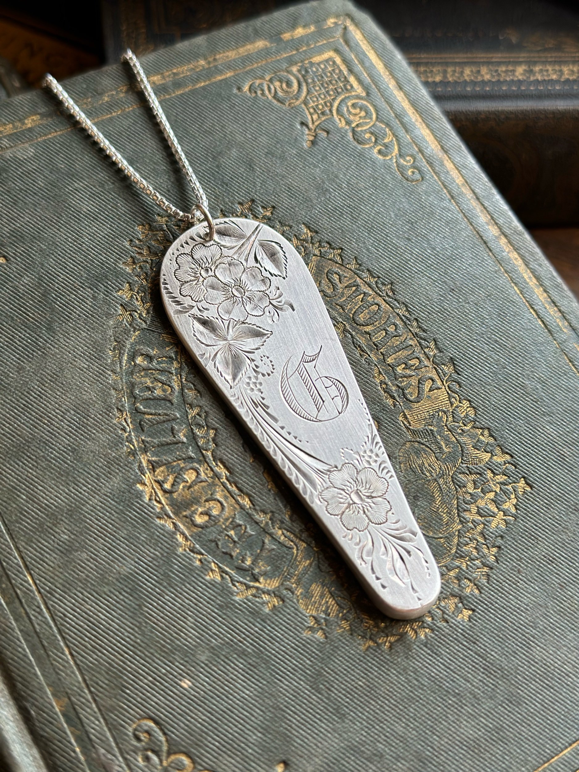 1880s Monogram G - Brightcut Large Necklace - LadyForge Jewelry
