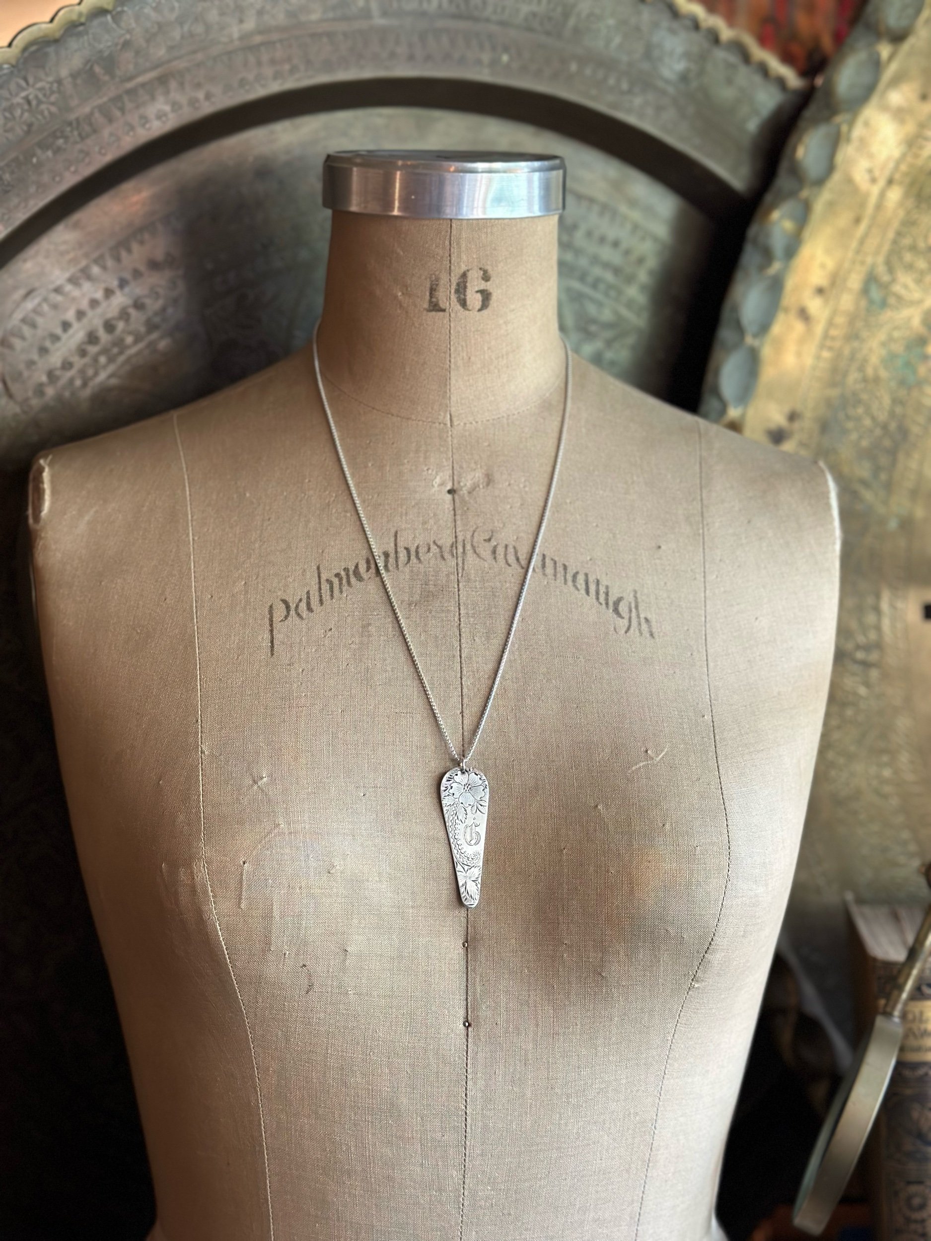 1880s Monogram G - Brightcut Smaller Necklace - LadyForge Jewelry