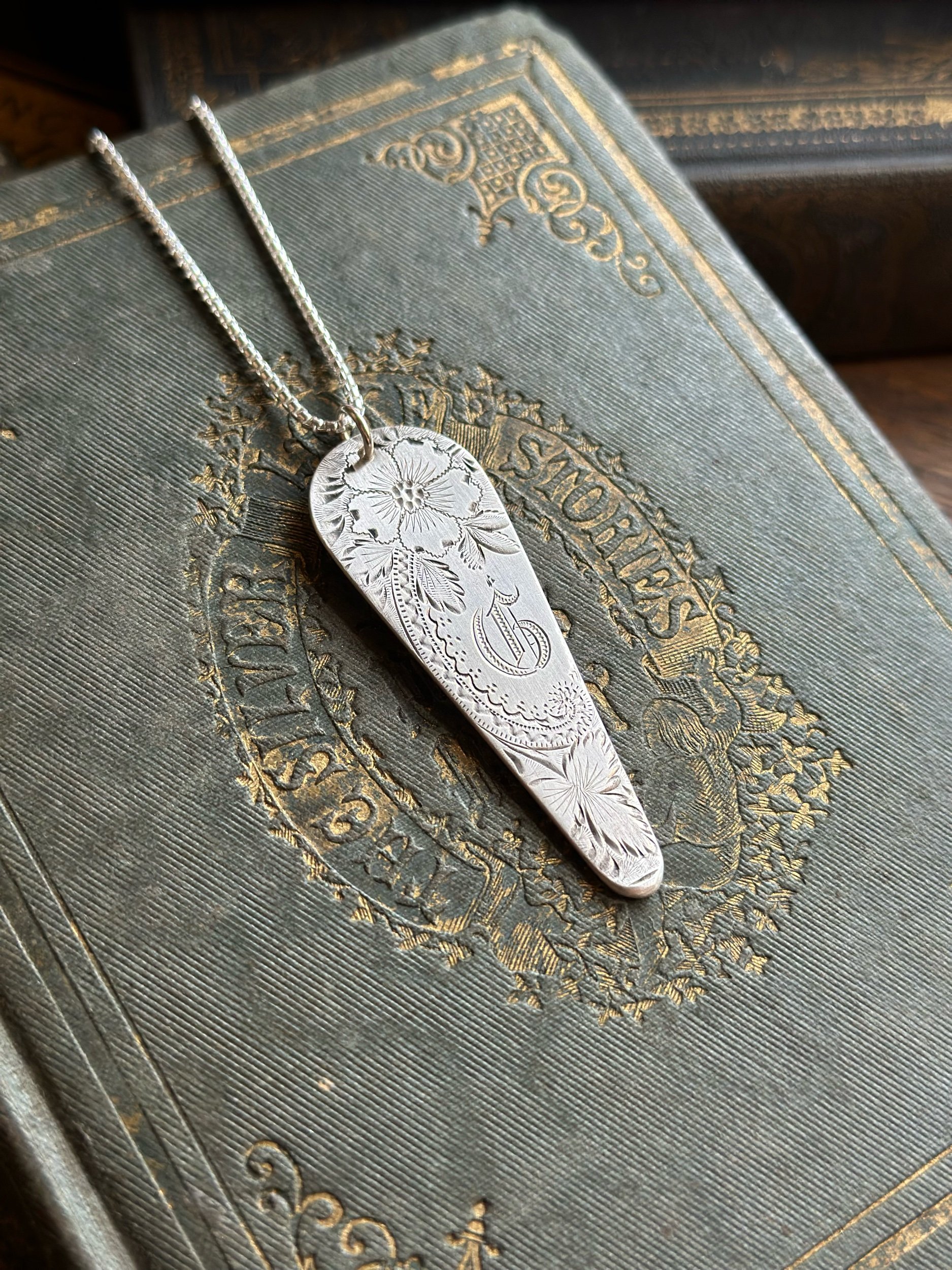 1880s Monogram G - Brightcut Smaller Necklace - LadyForge Jewelry