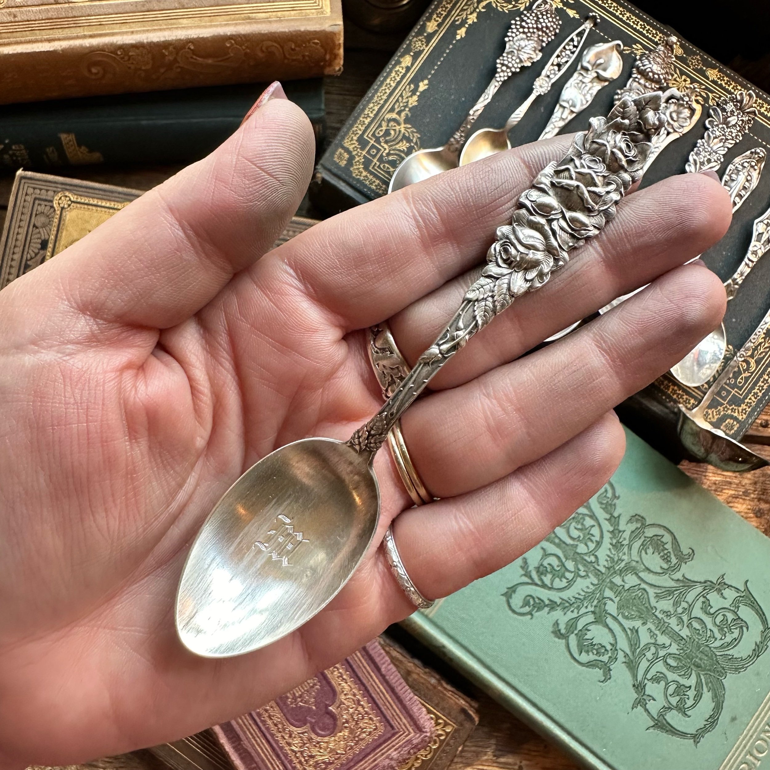 1900 Rose Sterling Spoon Necklace - LadyForge Jewelry