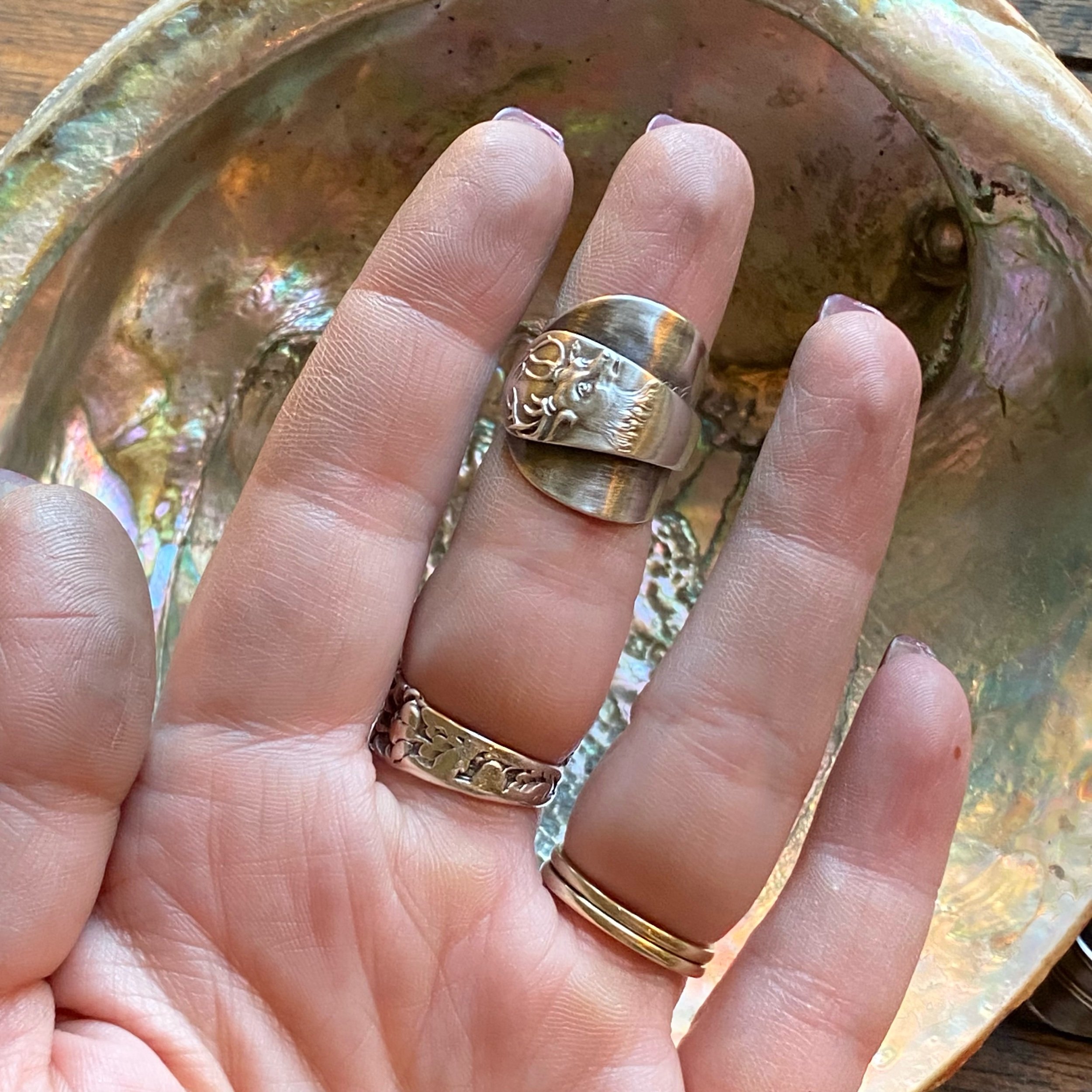 Stag Sterling Wrap Spoon Ring - LadyForge Jewelry