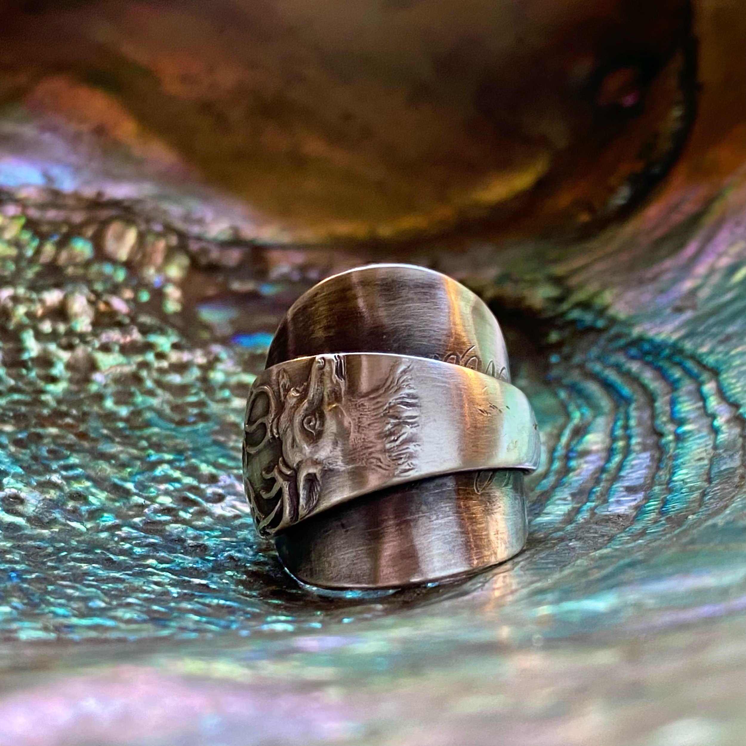 Stag Sterling Wrap Spoon Ring - LadyForge Jewelry