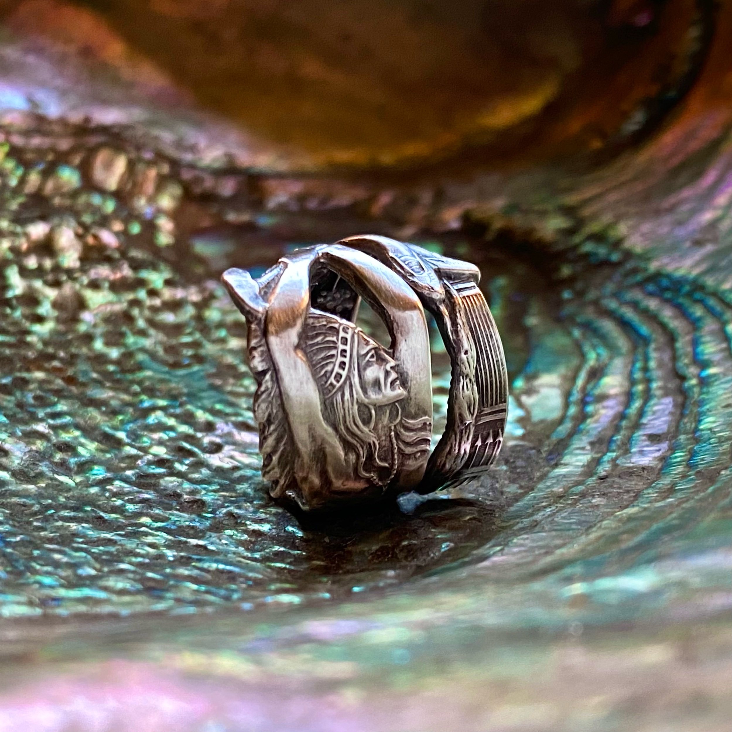 Dainty Tomahawk Warrior Sterling Spoon Ring - LadyForge Jewelry