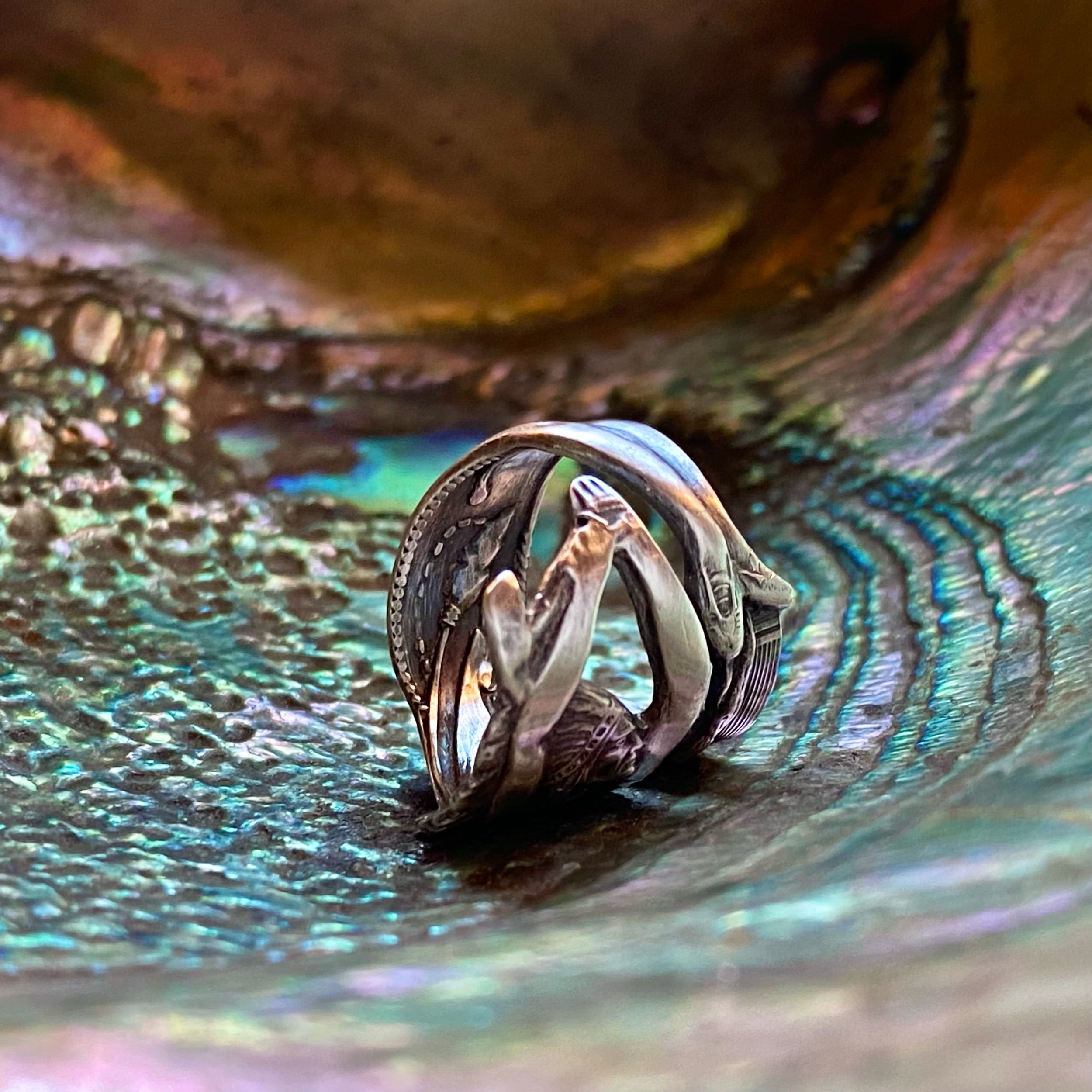 Dainty Tomahawk Warrior Sterling Spoon Ring - LadyForge Jewelry