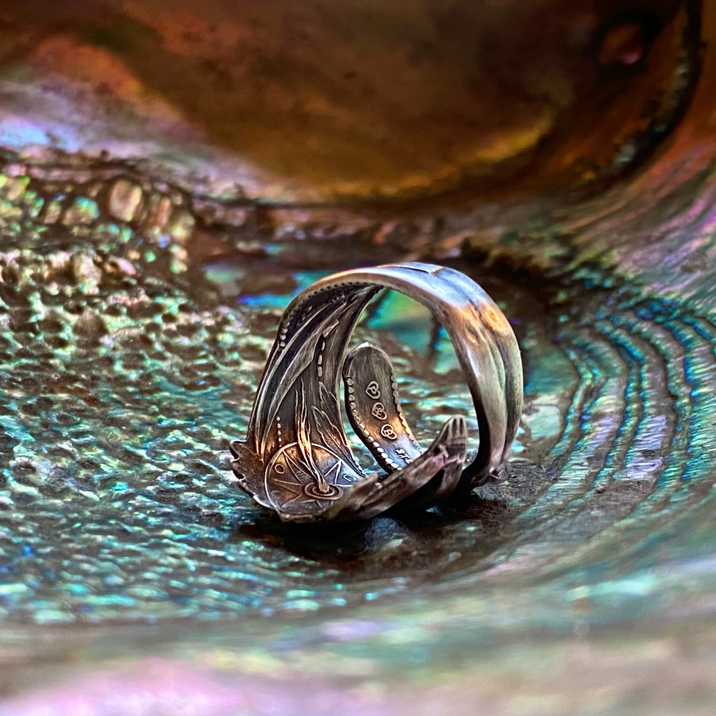 Dainty Tomahawk Warrior Sterling Spoon Ring - LadyForge Jewelry