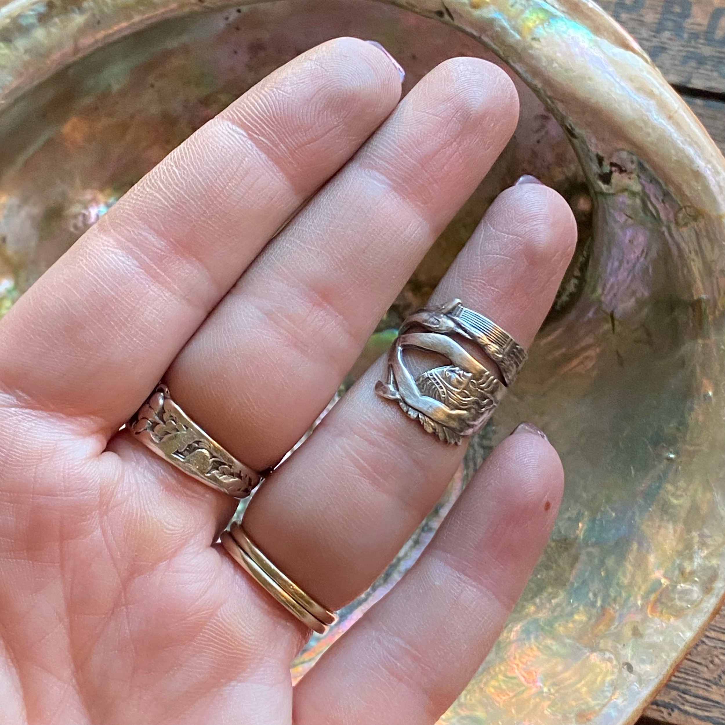 Dainty Tomahawk Warrior Sterling Spoon Ring - LadyForge Jewelry