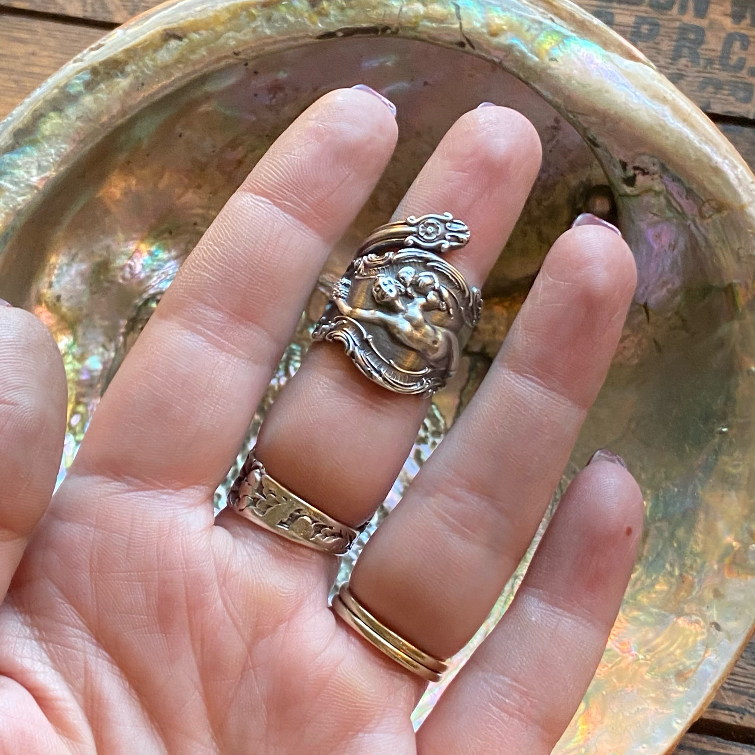 1895 Bacchante Sterling Spoon Ring - LadyForge Jewelry