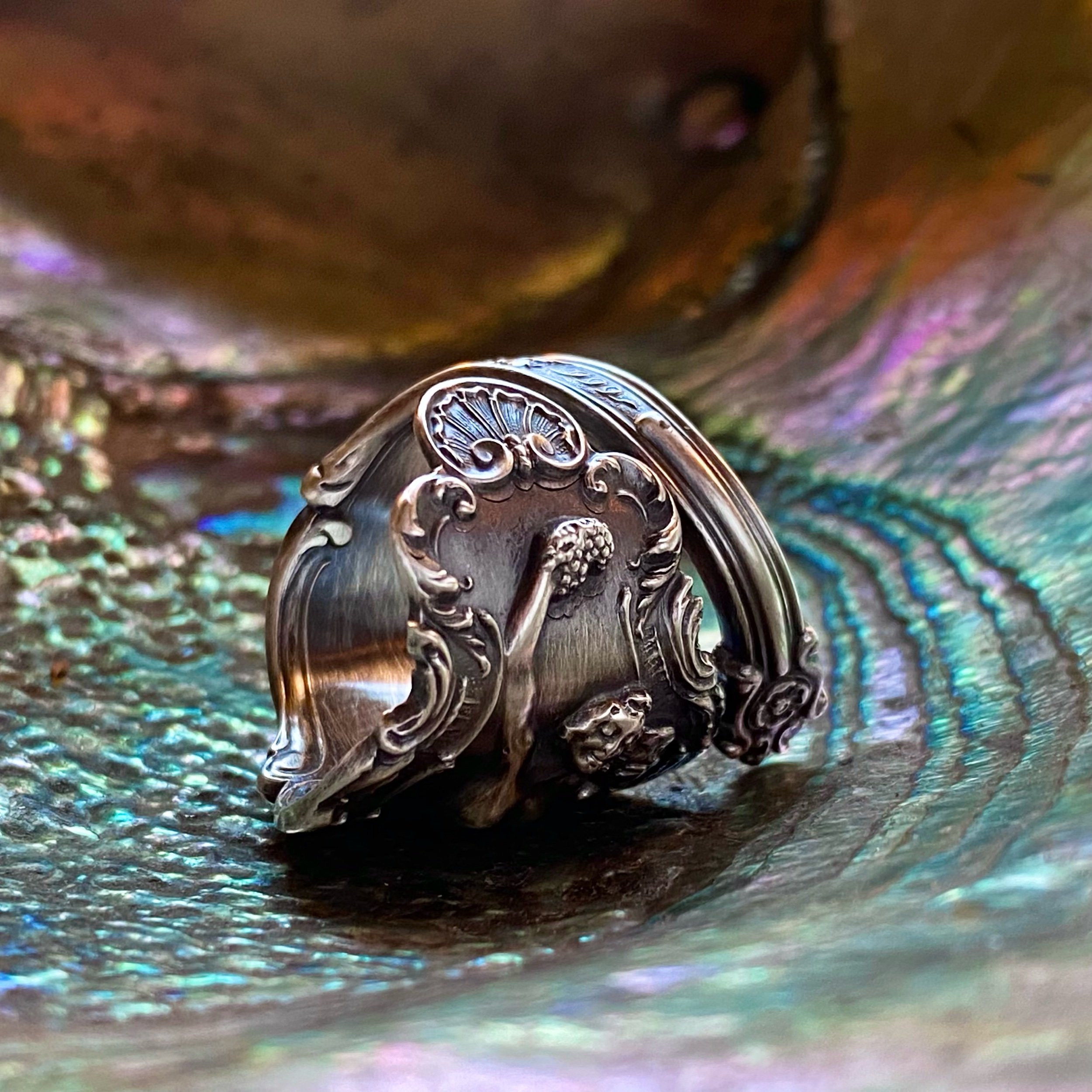 1895 Bacchante Sterling Spoon Ring - LadyForge Jewelry