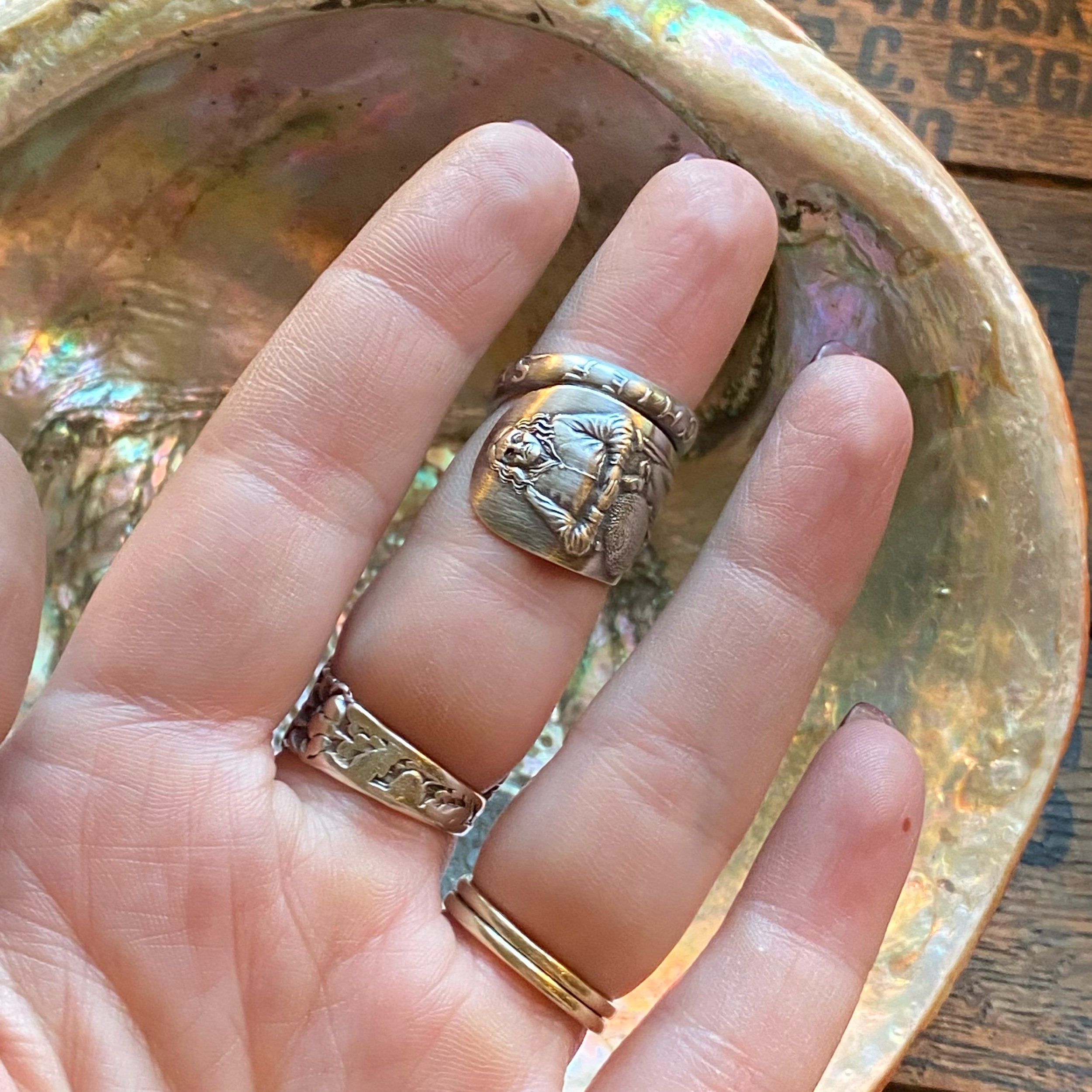 Chief Seattle Sterling Spoon Ring - LadyForge Jewelry