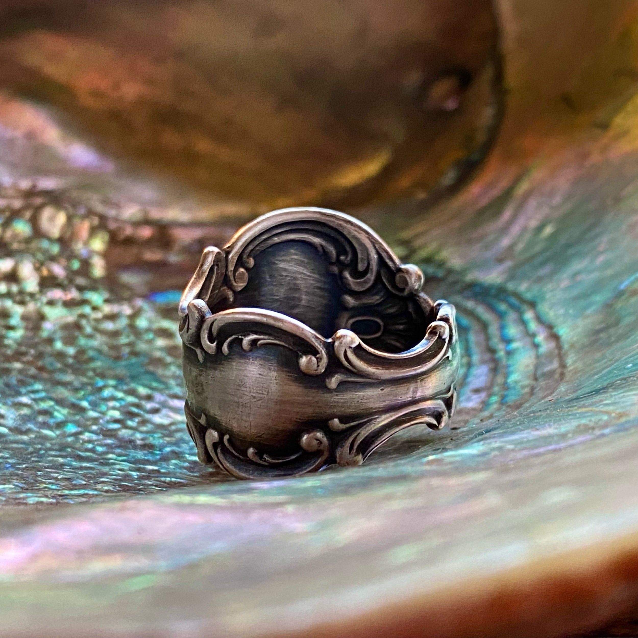 1897 Strasbourg Monogram S Sterling Spoon Ring - LadyForge Jewelry