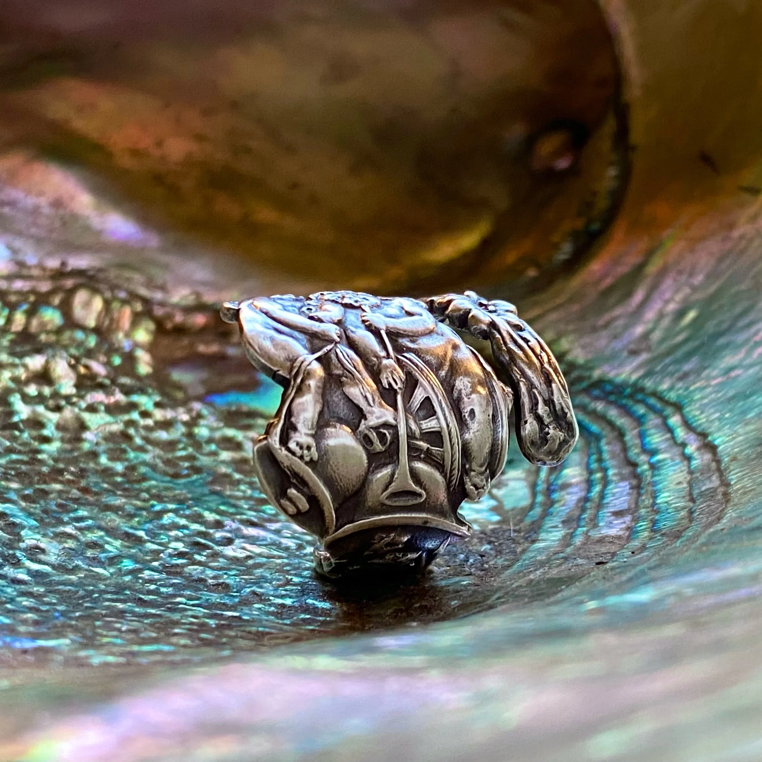 Rejoicing Cherubs Sterling Spoon Ring - LadyForge Jewelry